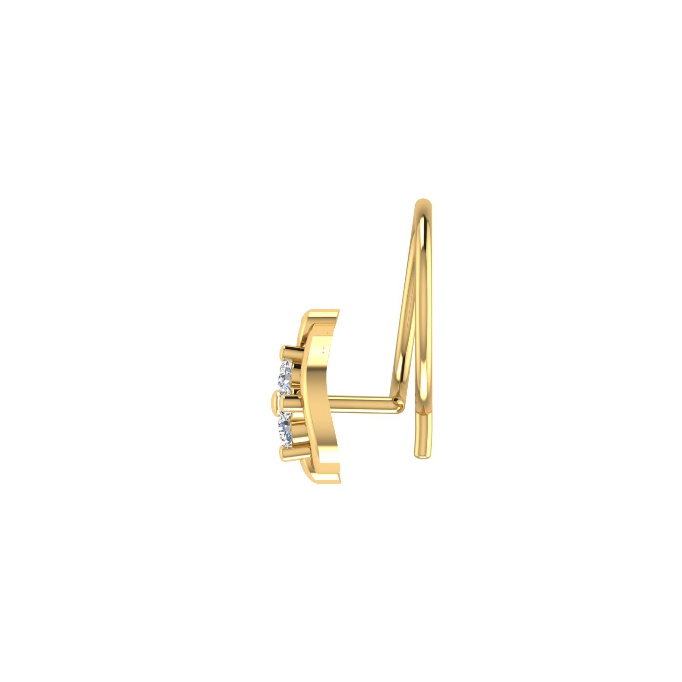 14K Gold Floral Curved Petal Design 0.5ct Natural Diamond Nose Pin