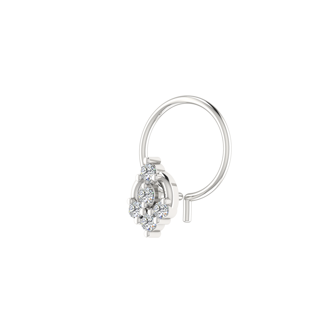 14K Gold Marquise Floral Drop Design 0.06ct Natural Diamond Nose Pin