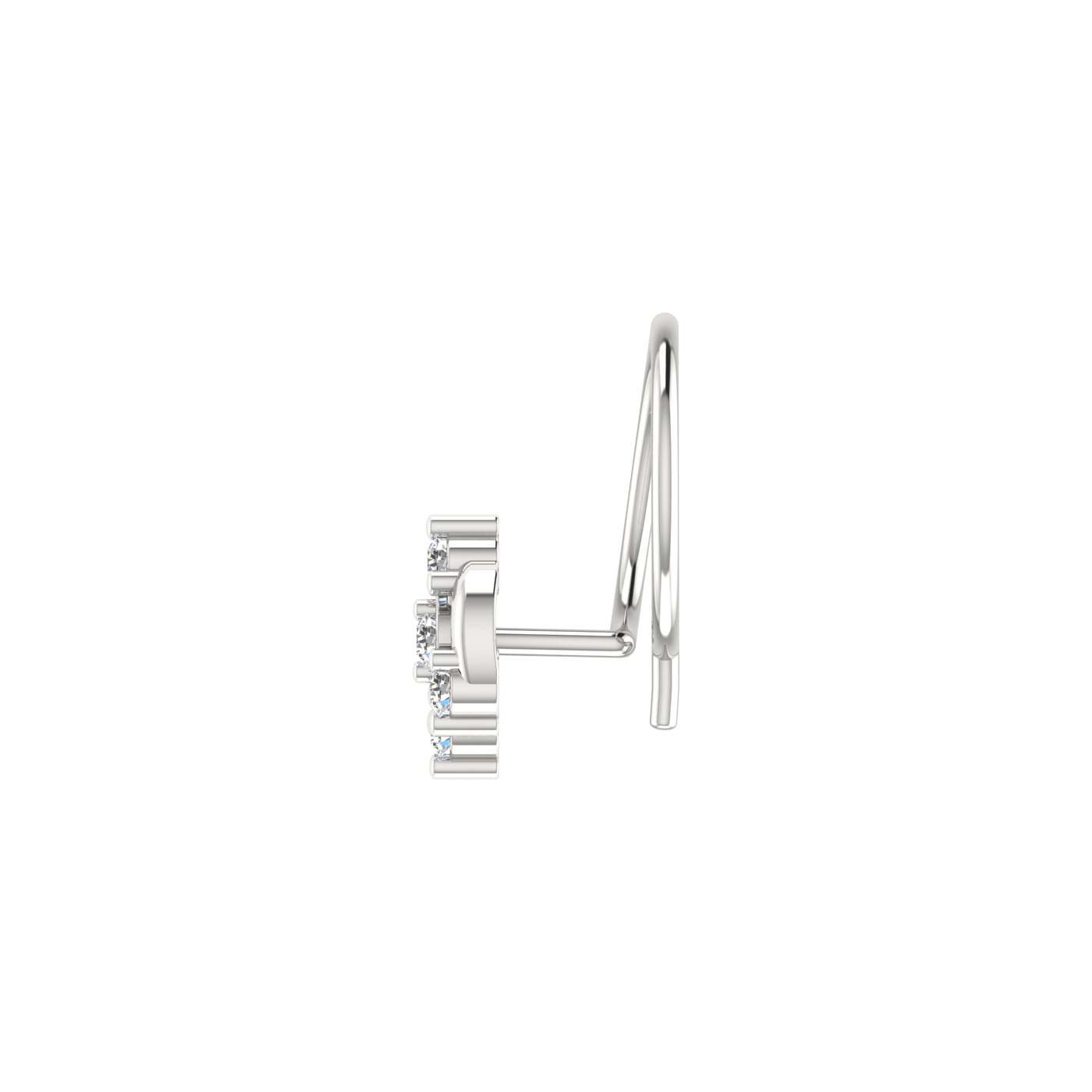 14K Gold Marquise Floral Drop Design 0.06ct Natural Diamond Nose Pin