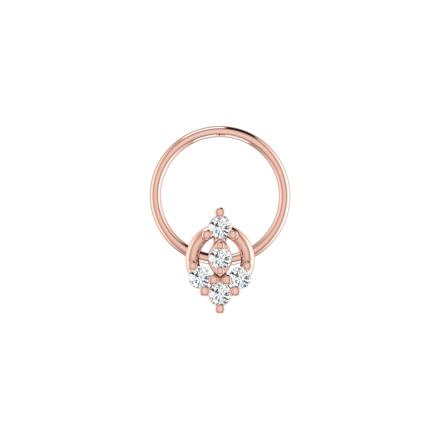 0.06 Carat Lab Grown Diamond Floral Cluster Nose Pin.