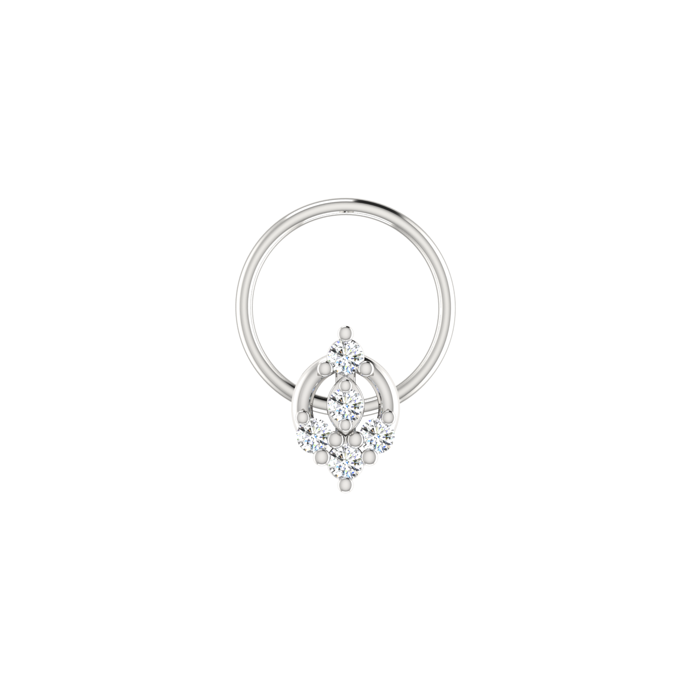 14K Gold Marquise Floral Drop Design 0.06ct Natural Diamond Nose Pin