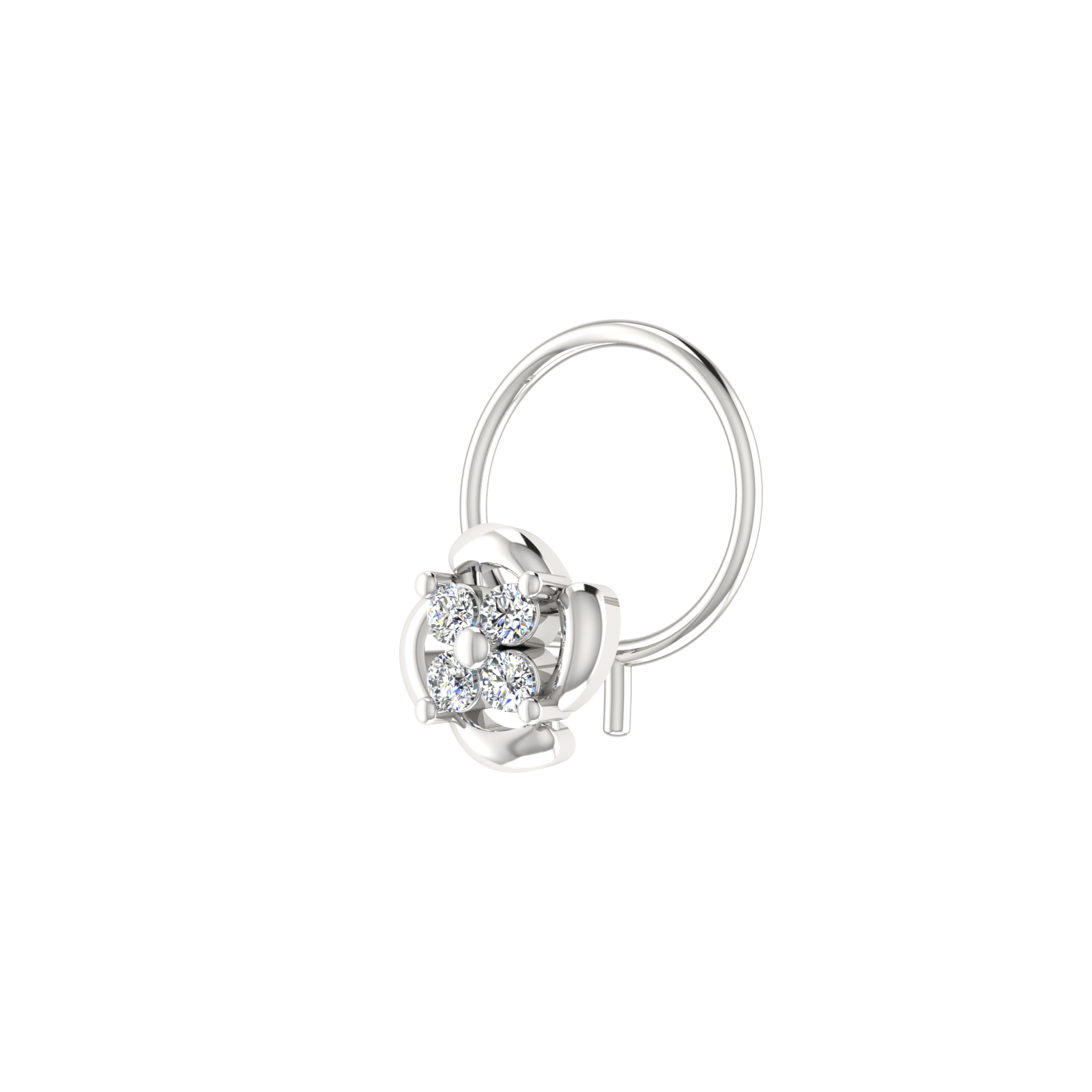 0.07 Carat Lab Grown Diamond Floral Cluster Nose Pin.