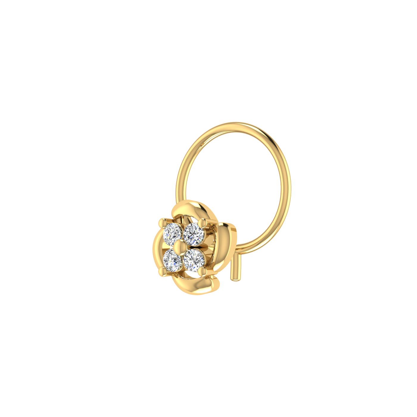 14K Gold Blossom Design 0.07ct Natural Diamond Nose Pin