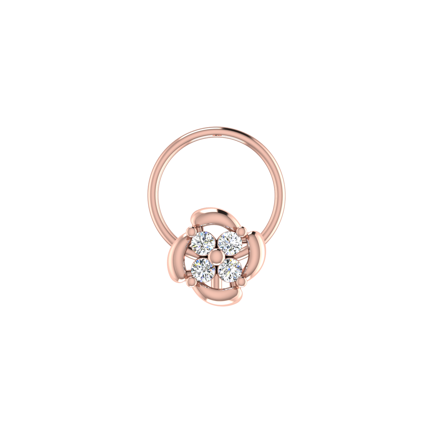0.07 Carat Lab Grown Diamond Floral Cluster Nose Pin.