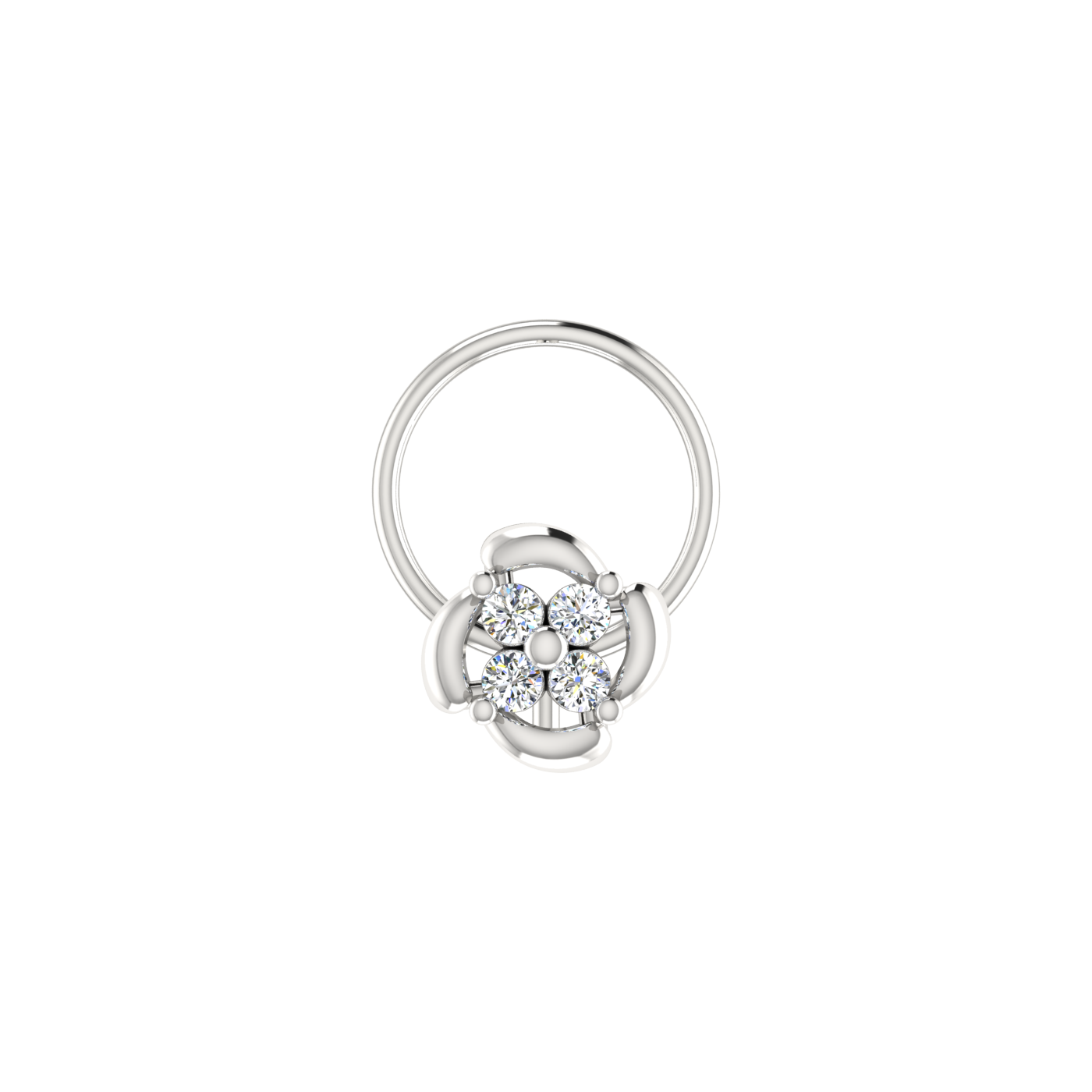 0.07 Carat Lab Grown Diamond Floral Cluster Nose Pin.
