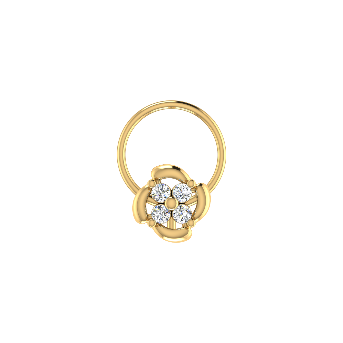 0.07 Carat Lab Grown Diamond Floral Cluster Nose Pin.