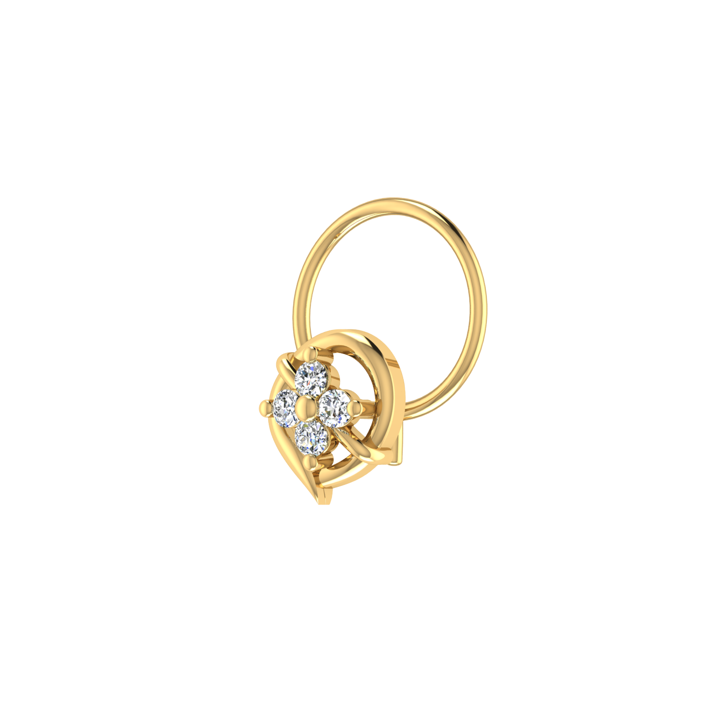 14K Gold Leaf Wrap Design 0.06ct Natural Diamond Nose Pin