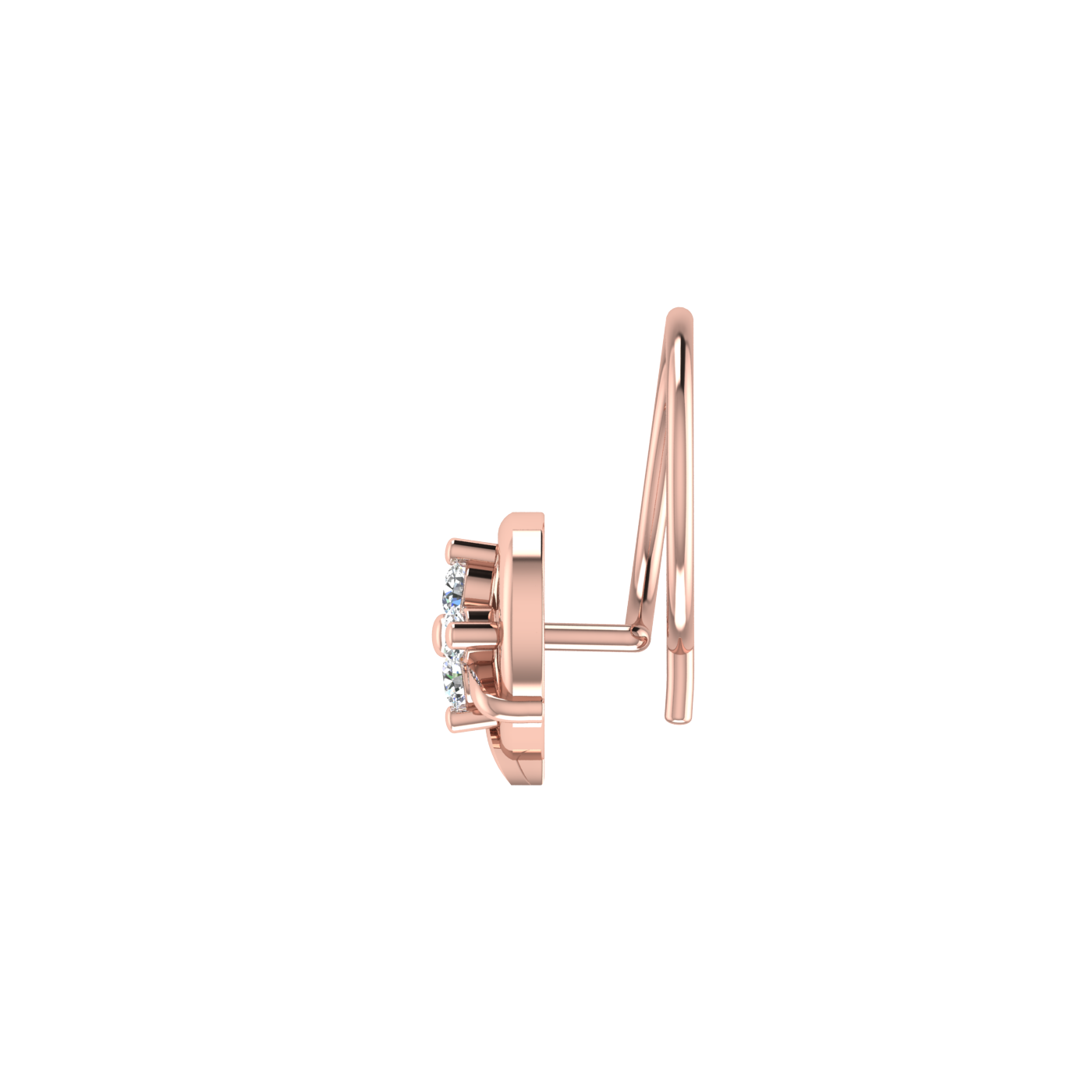 14K Gold Leaf Wrap Design 0.06ct Natural Diamond Nose Pin