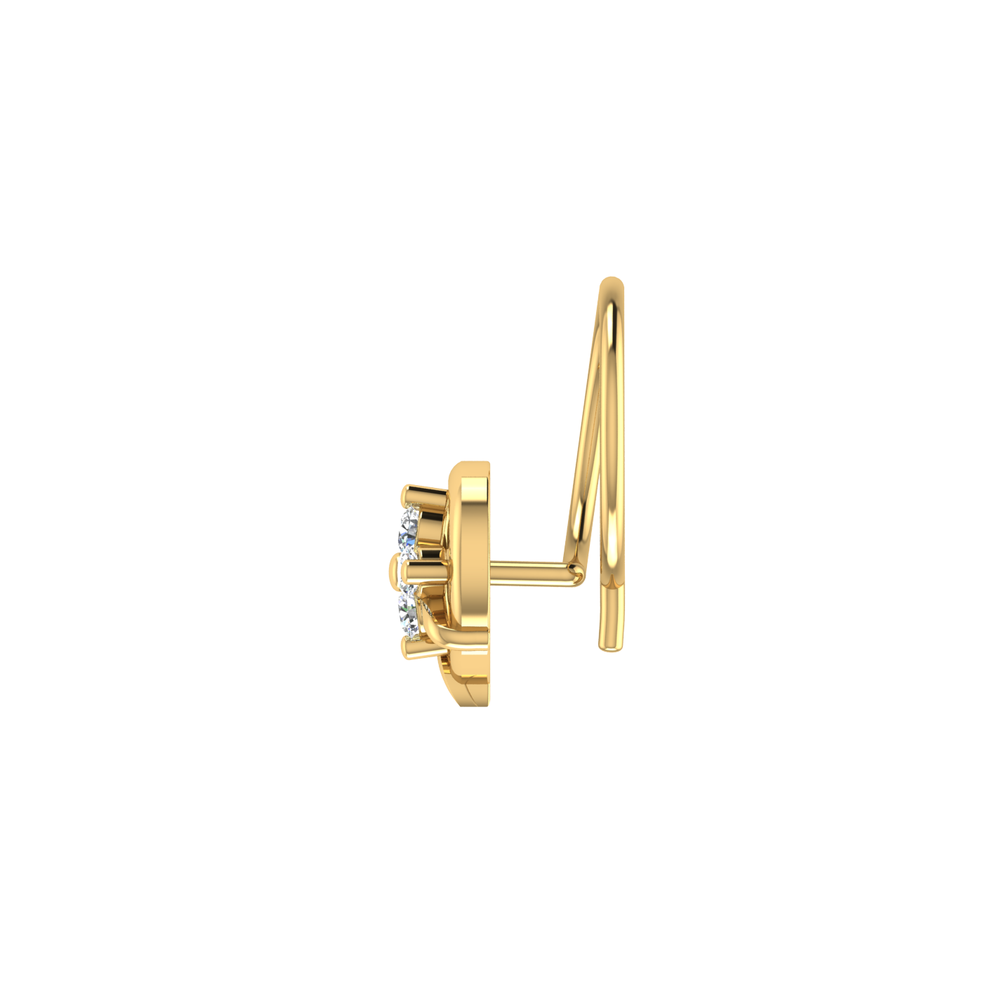 14K Gold Leaf Wrap Design 0.06ct Natural Diamond Nose Pin