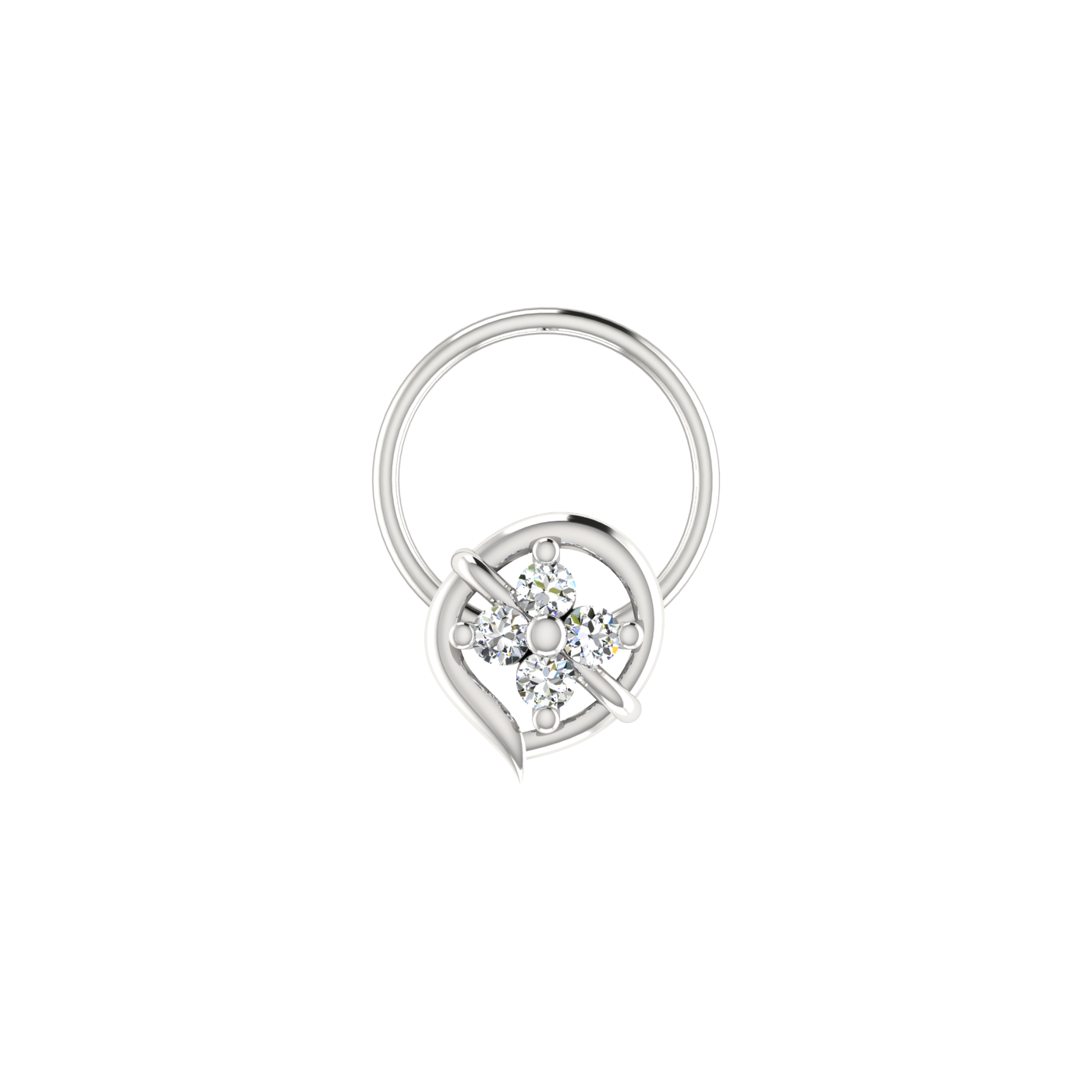 0.06 Carat Lab Grown Diamond Floral Nose Pin.
