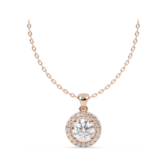 14k Rose Gold Studded 1.4 Carat Lab Grown Diamond Pendant With D Color VS1 Clarity