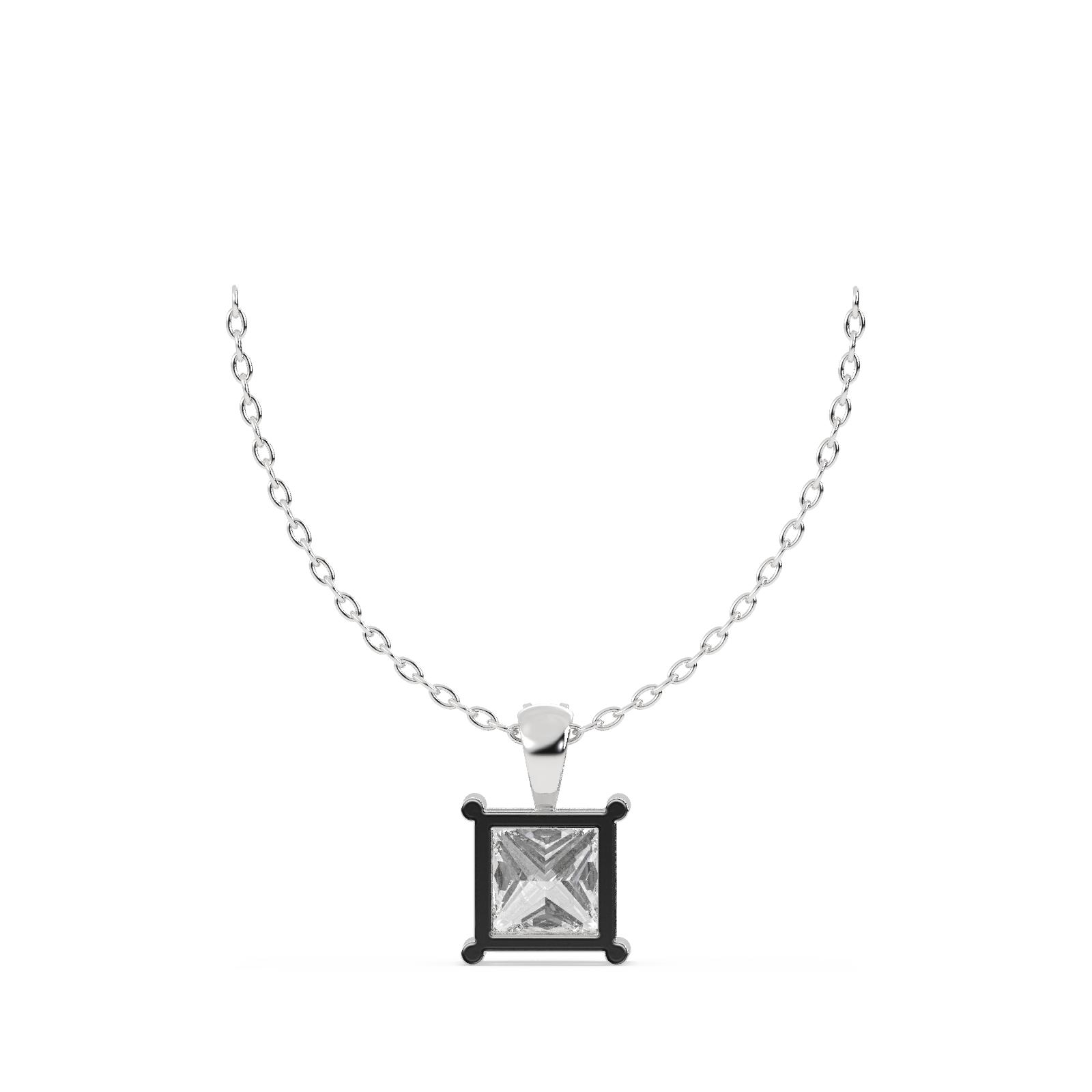 14k Wight Gold Studded 1.842 Carat Lab Grown Diamond Pendent Princess Cut With D Color VS1 Clarity.