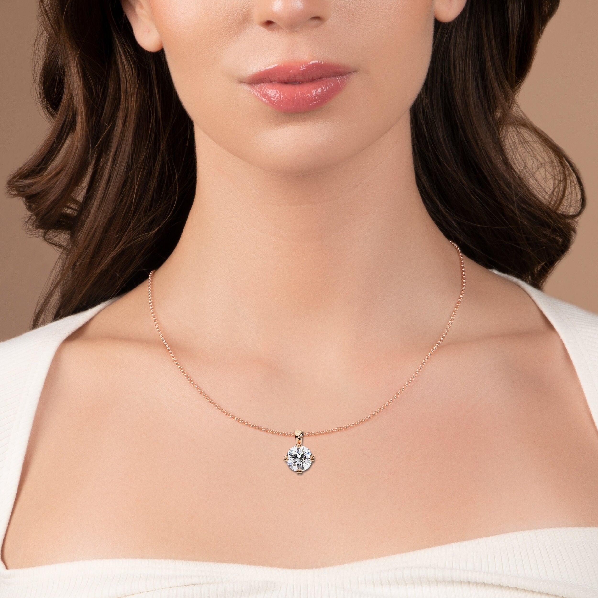 1.98 Carat Round Shape Lab Diamond Pendant Necklace – E Color VVS2 Clarity