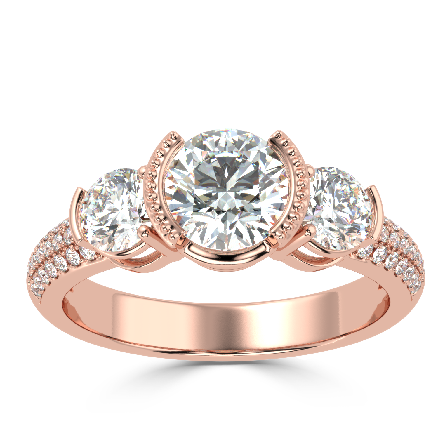 Buy 1.70 Ct Three-stone Natural Diamond Ring | Solitairekart