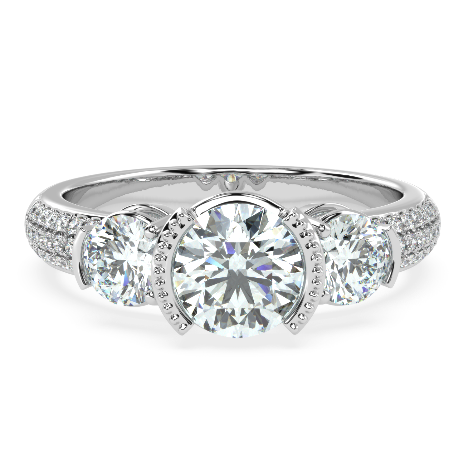 Buy 1.70 Ct Three-stone Natural Diamond Ring | Solitairekart