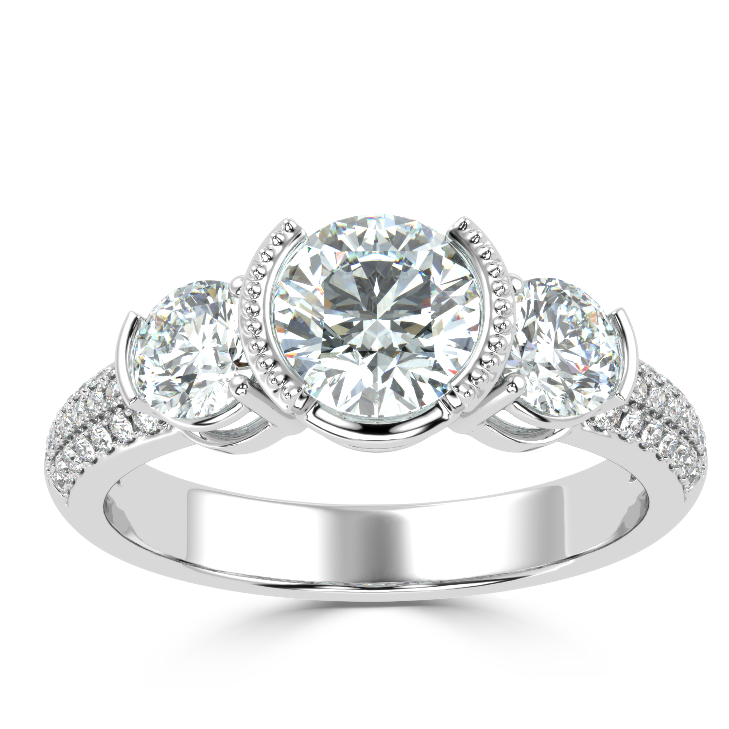 Buy 1.70 Ct Three-stone Natural Diamond Ring | Solitairekart
