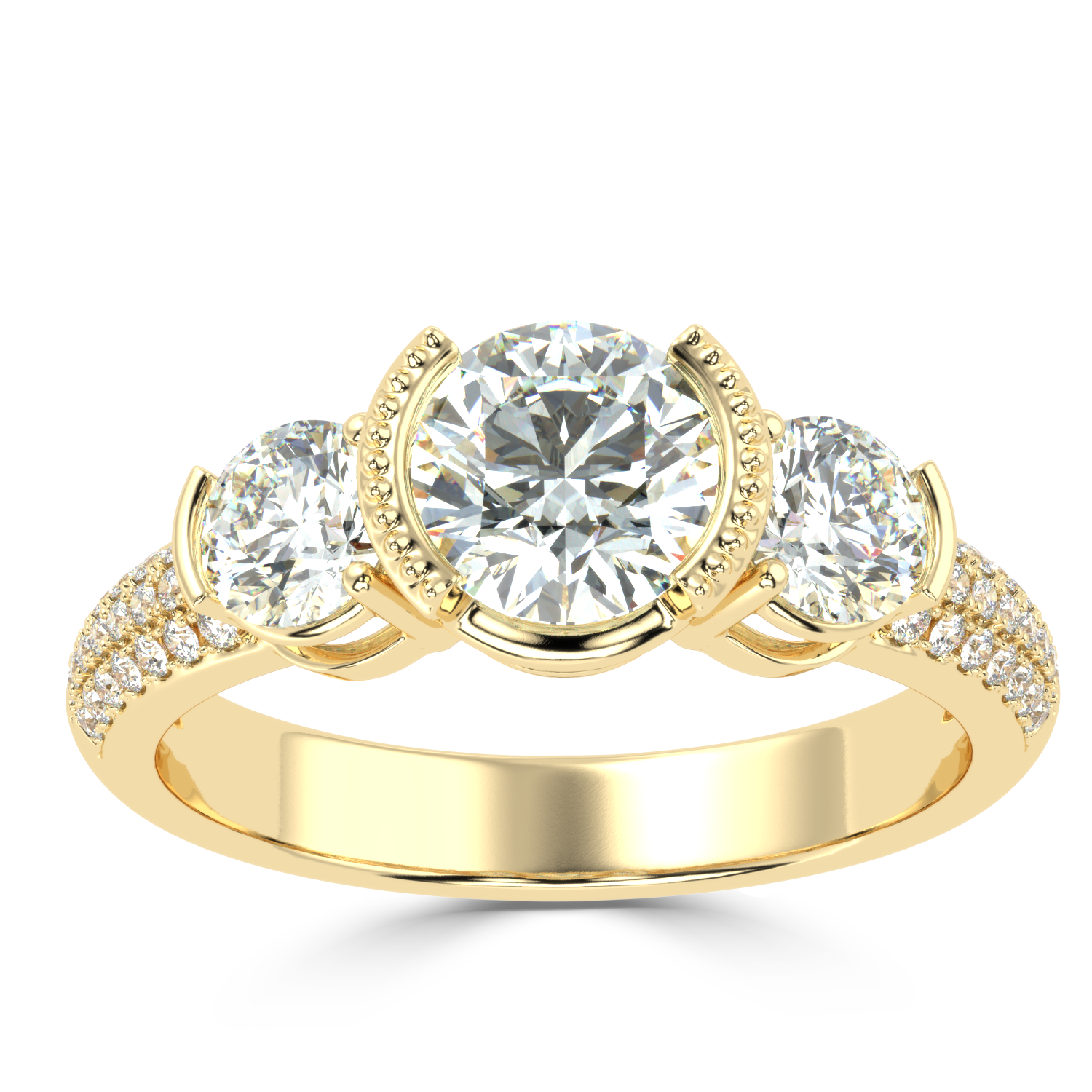 Buy 1.70 Ct Three-stone Natural Diamond Ring | Solitairekart