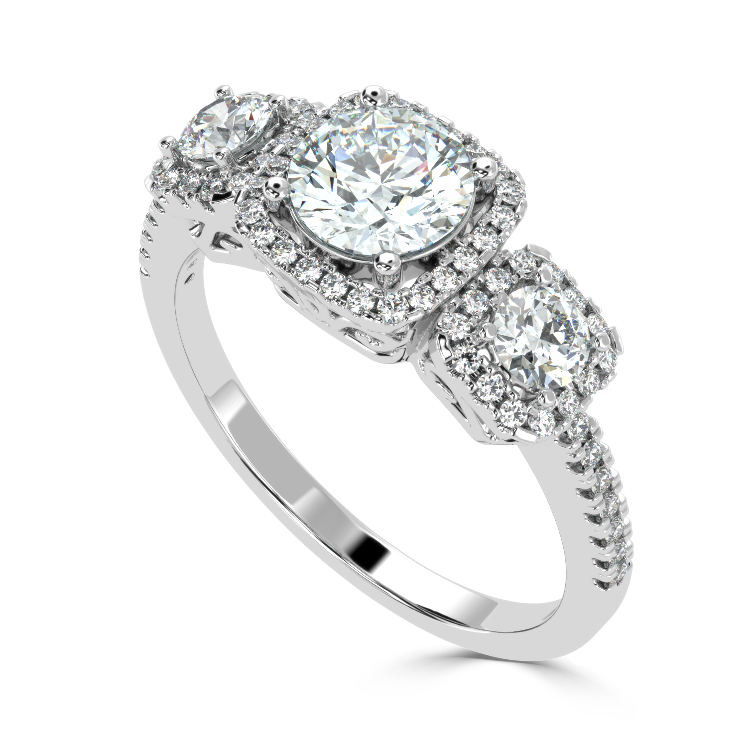 Buy 1.42Ct Three-stone Natural Diamond Ring | SolitaireKart