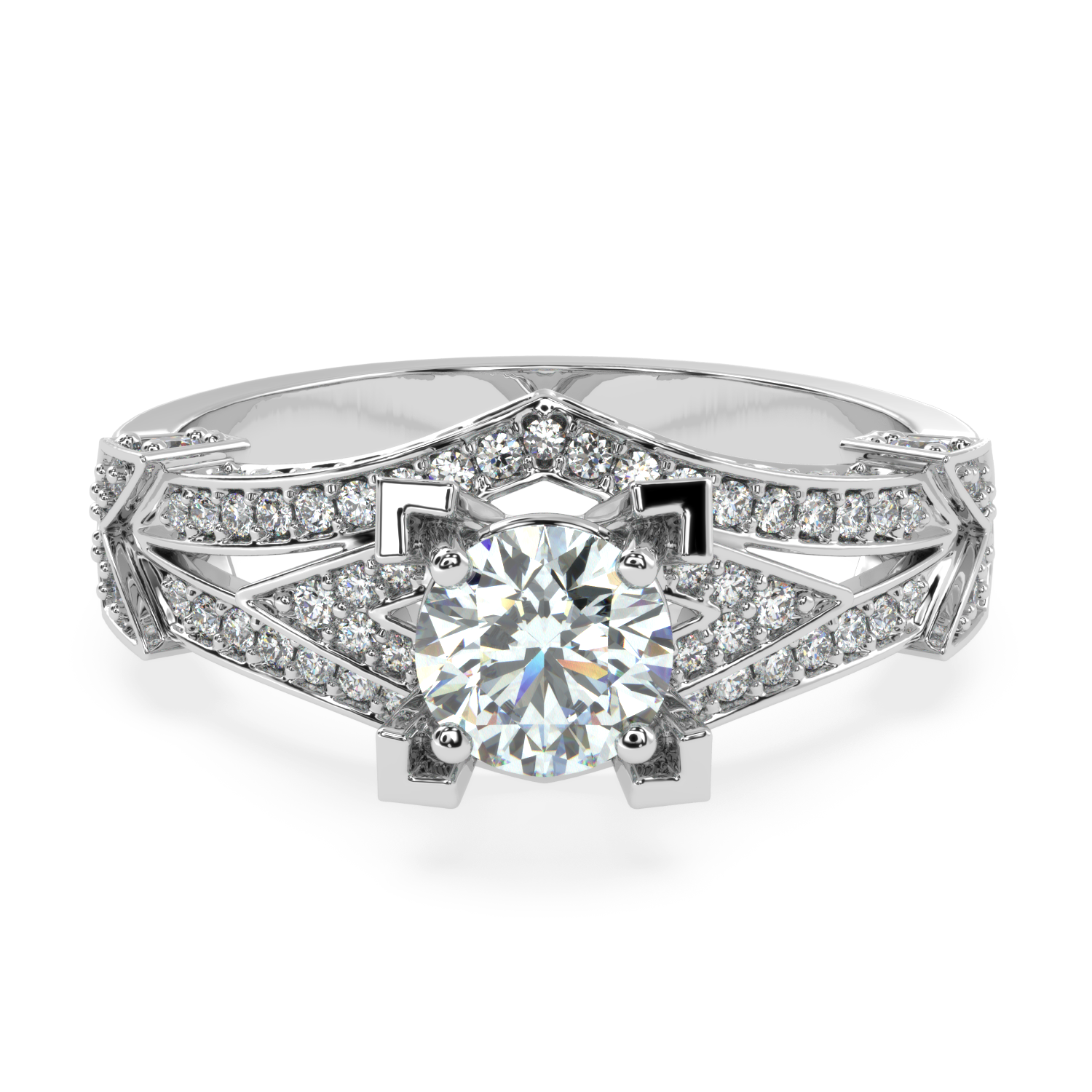 Buy 1.43Ct Pave Natural Diamond Ring | SolitaireKart