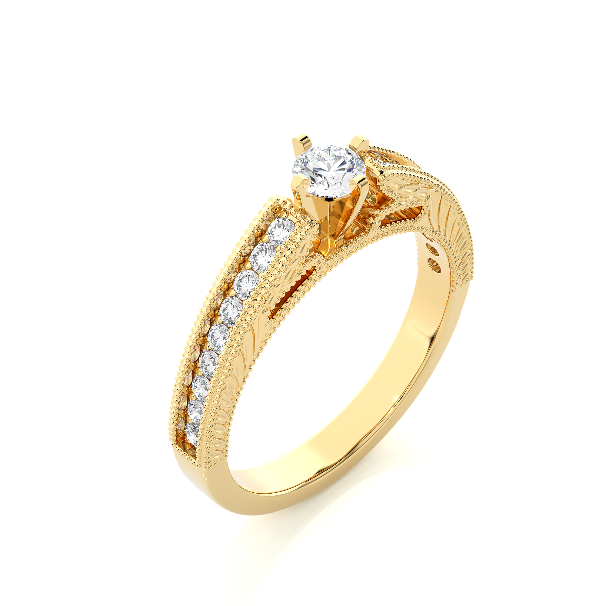 0.48 Carat H Color VS1 Clarity Diamond Studded Natural Diamond Ring.