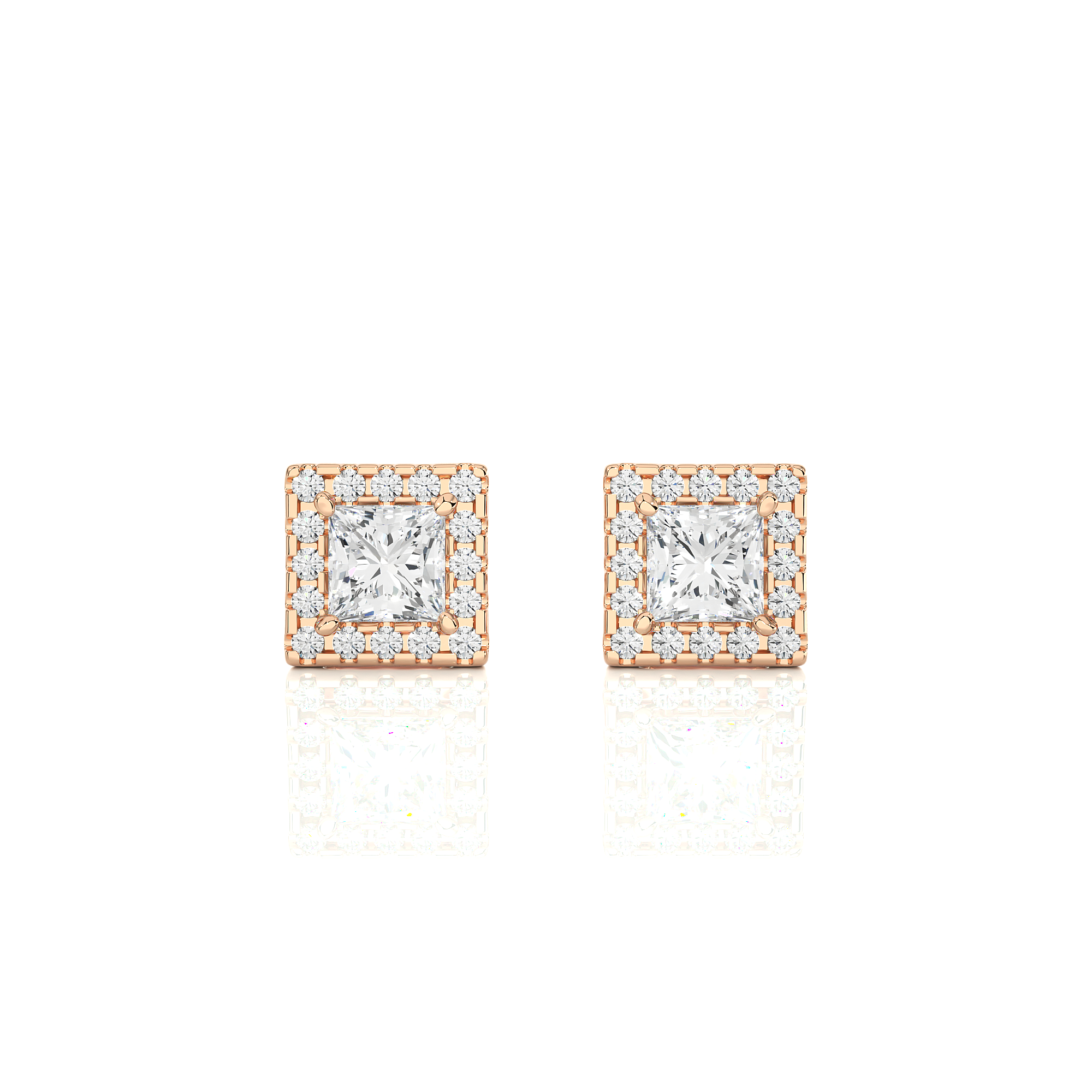 Buy 2.15Ct Princess Diamond Stud Earrings | Solitairekart