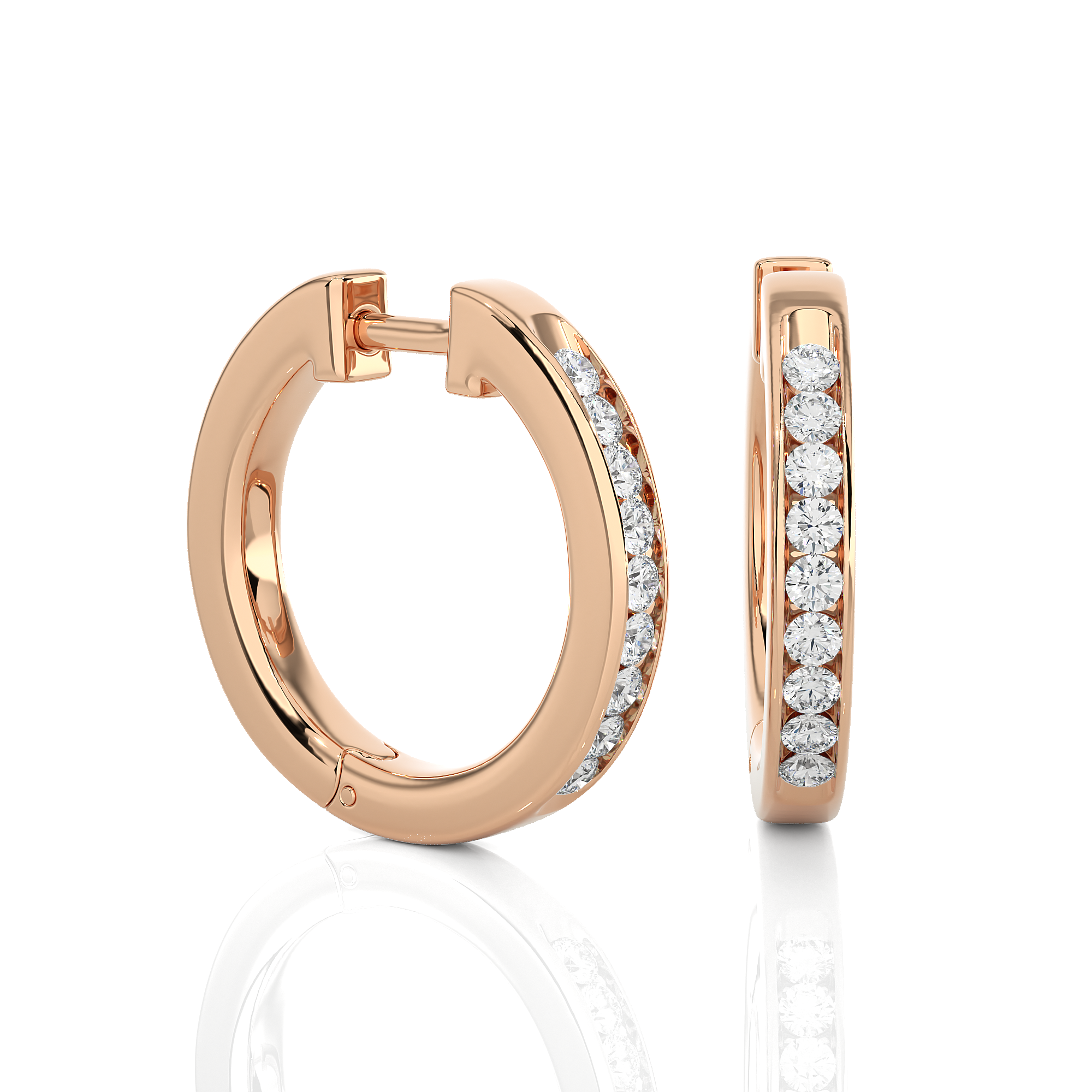 0.52 Carat HI Color VS1 Clarity Diamond Studded Natural Diamond Hoop Earrings.