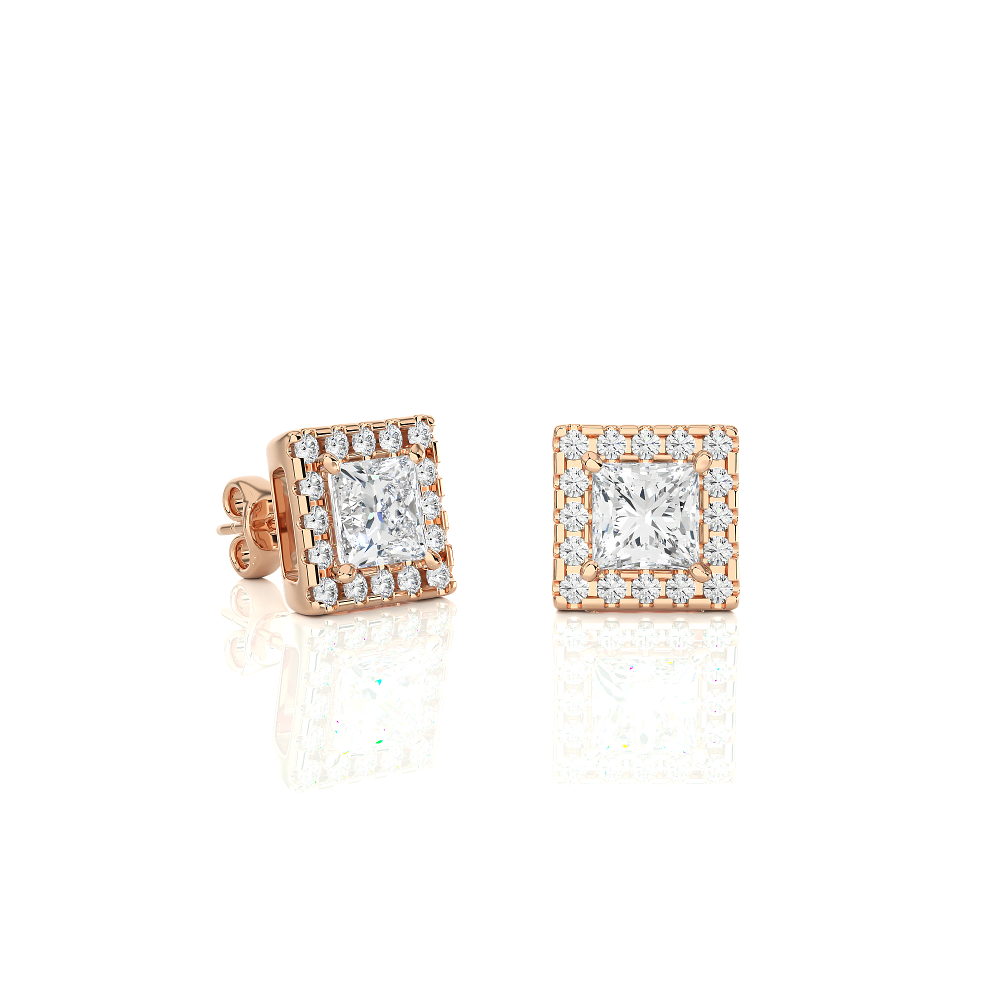 Buy 2.15Ct Princess Diamond Stud Earrings | Solitairekart