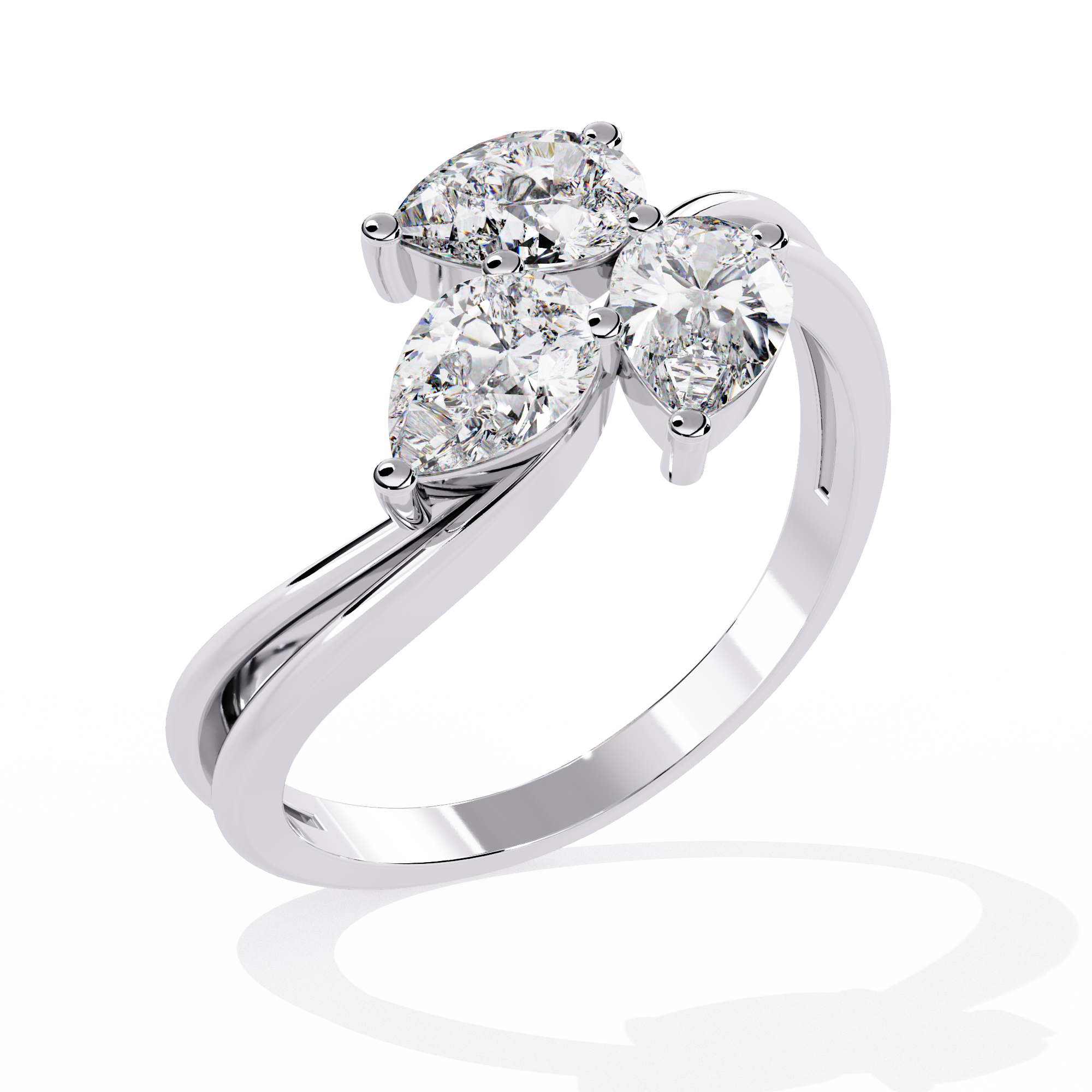 Solitairekart 1.06ct Natural Diamond Trinity Bloom Ring-HI Color, VS-SI Clarity