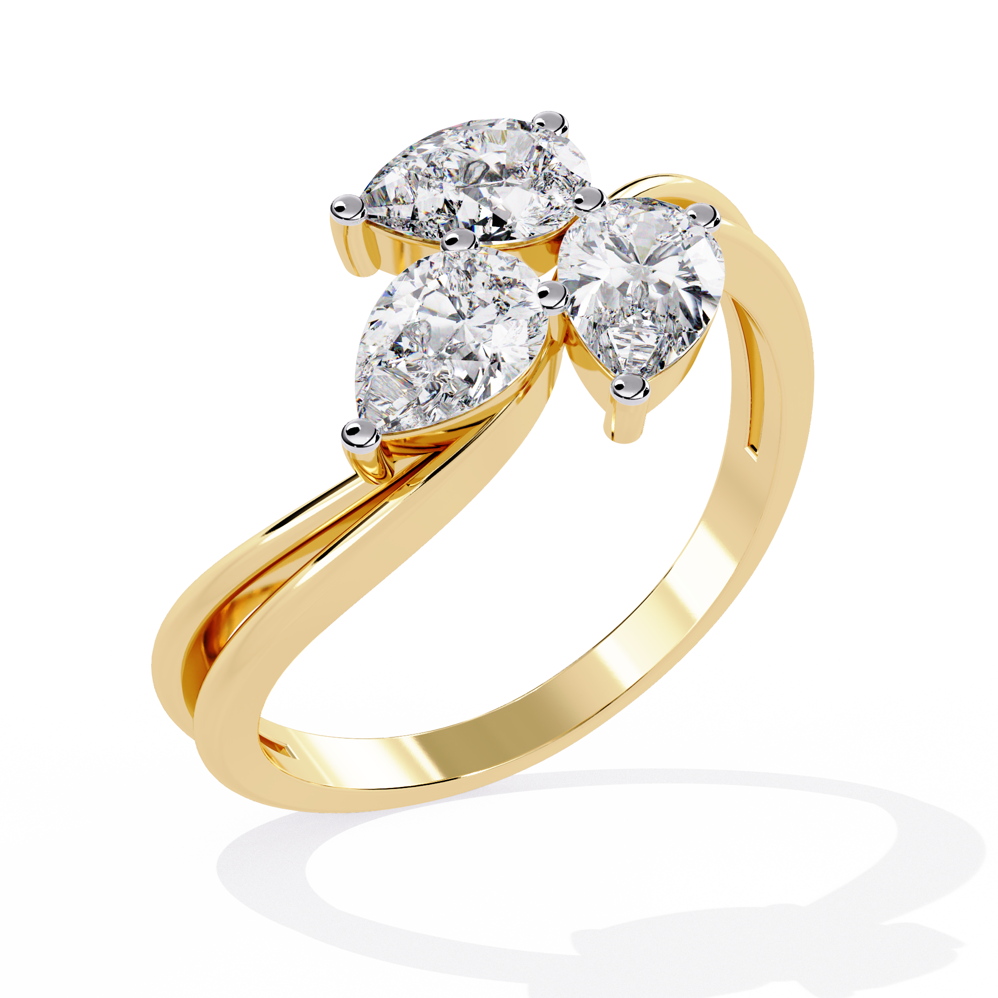 Solitairekart 1.06 CT Lab Grown Diamond Triple Petal Bloom Ring – 14K Yellow Gold