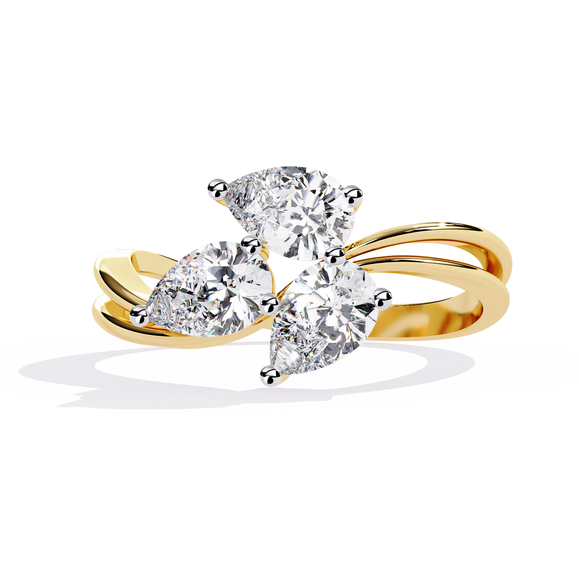 Solitairekart 1.06 CT Lab Grown Diamond Triple Petal Bloom Ring – 14K Yellow Gold