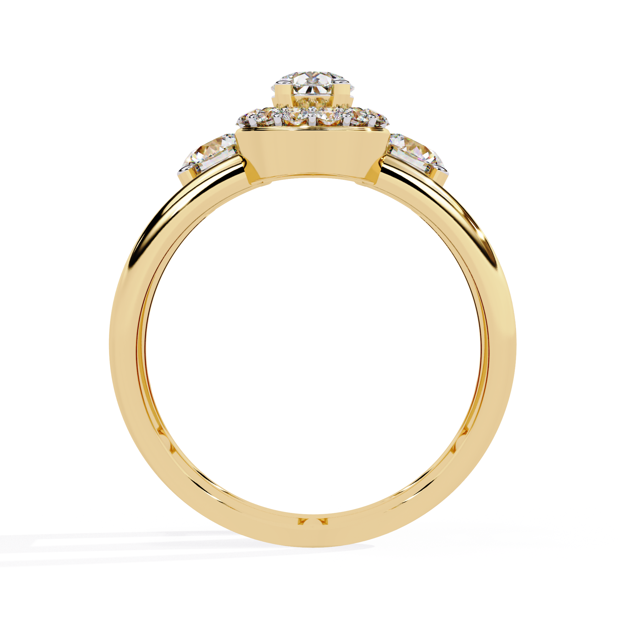 Solitairekart – 0.97 CT Lab Grown Diamond Halo Ring | 14K Yellow Gold