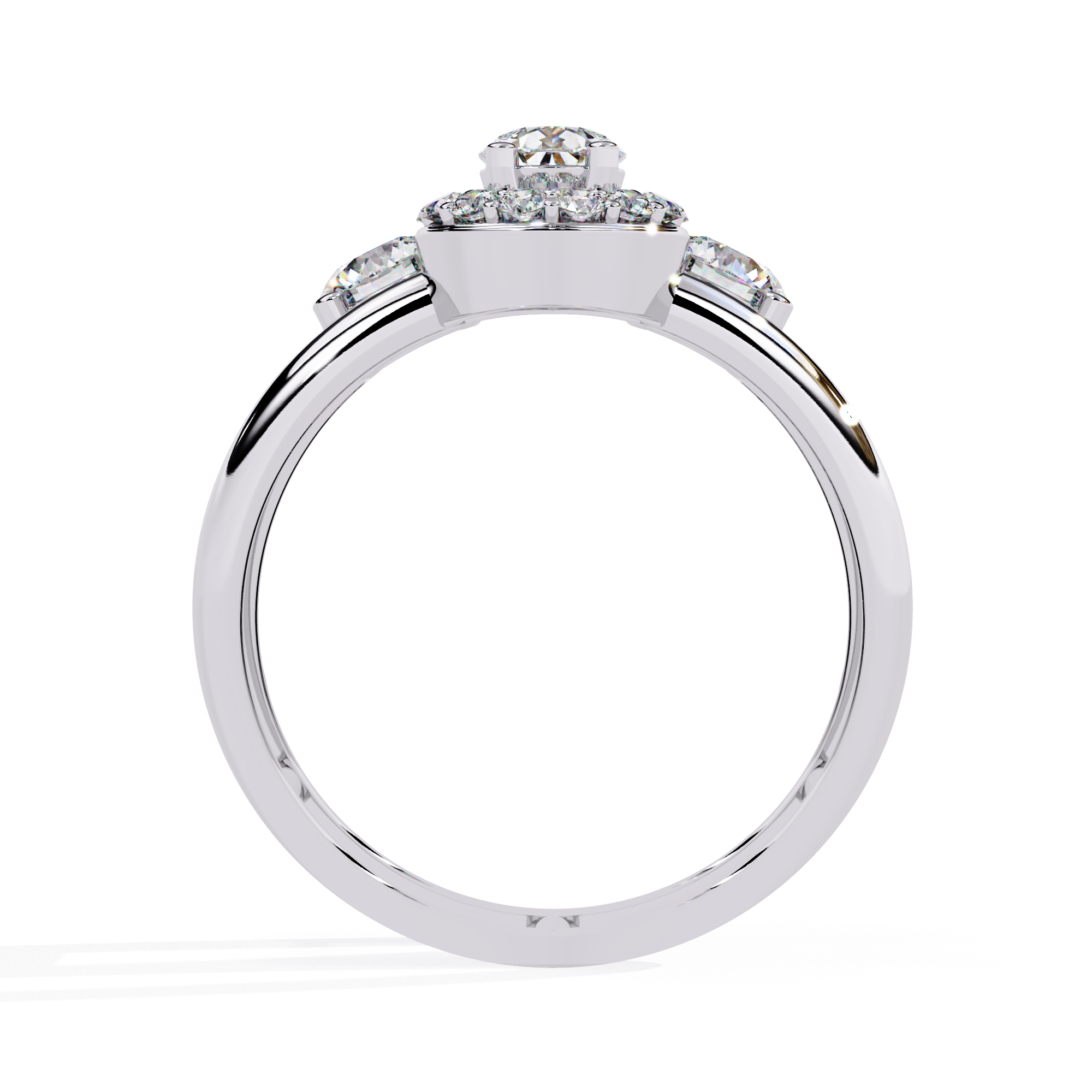Solitairekart 0.97ct Natural Diamond Trinity Royale Ring-HI Color, VS-SI Clarity