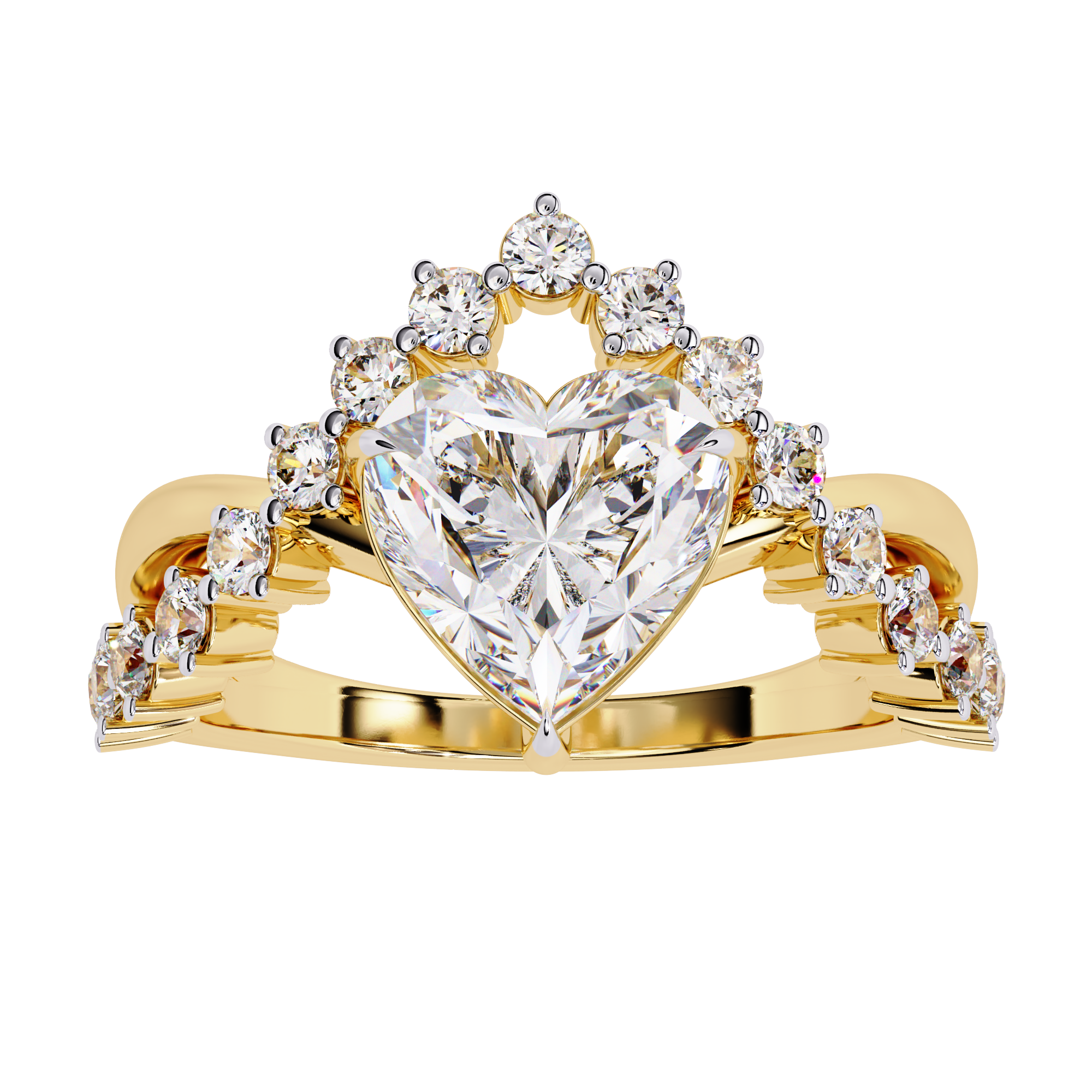 Solitairekart 2.62ct Natural Diamond Heart Crown Ring-H Color, VS1 Clarity