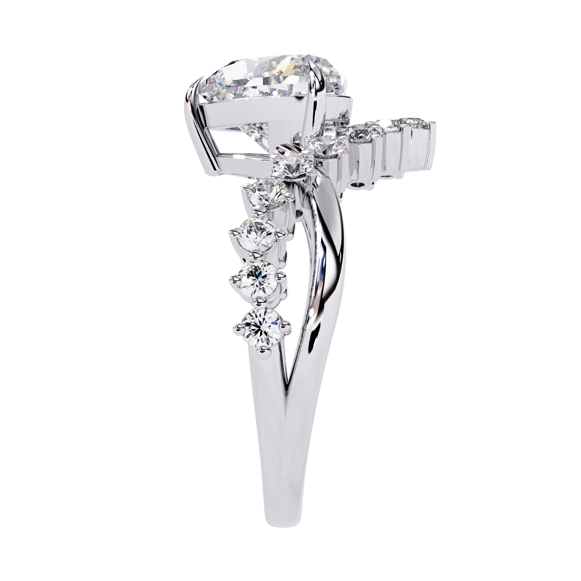 Solitairekart – 2.62ct Heart Crown Lab Grown Diamond Ring in 14K Yellow Gold