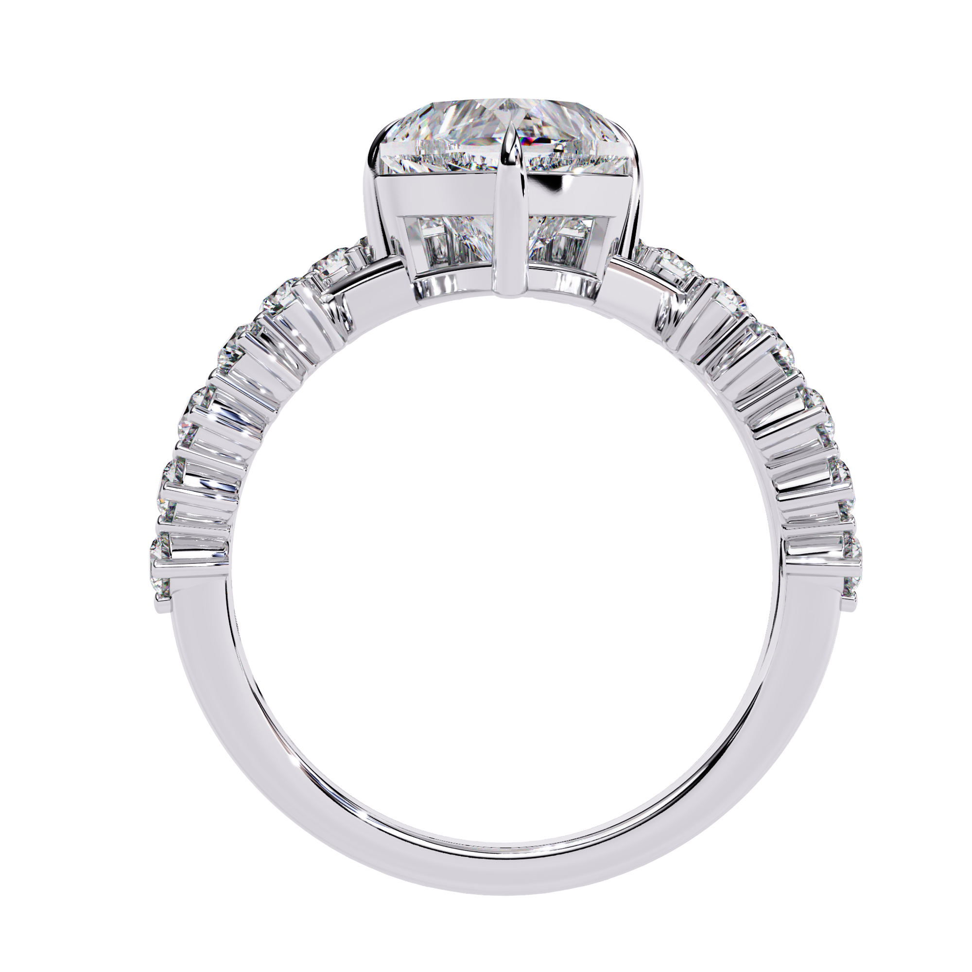 Solitairekart – 2.62ct Heart Crown Lab Grown Diamond Ring in 14K Yellow Gold