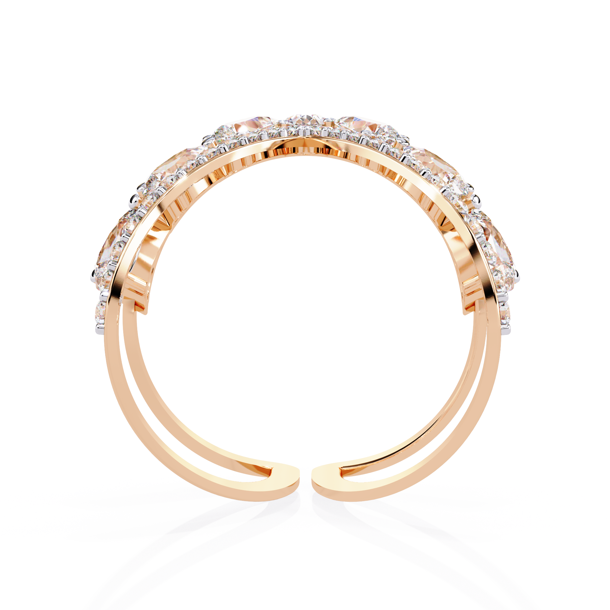 Solitairekart – 1.42ct Crown V-Shape Lab Grown Diamond Ring 14K Yellow Gold