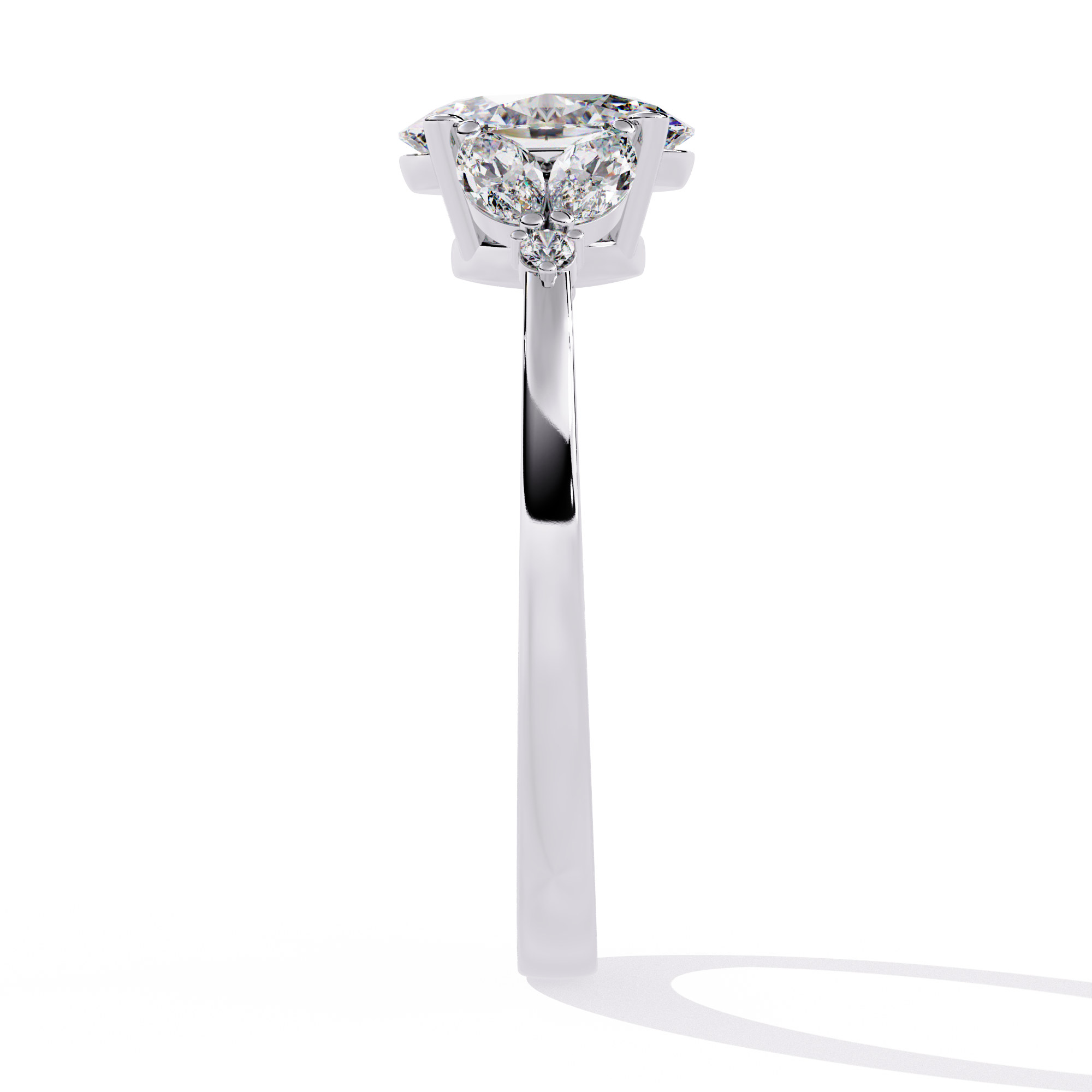 Solitairekart 1.37ct Oval and Marquise Shape Natural Diamond Ring-H Color, VS1 Clarity