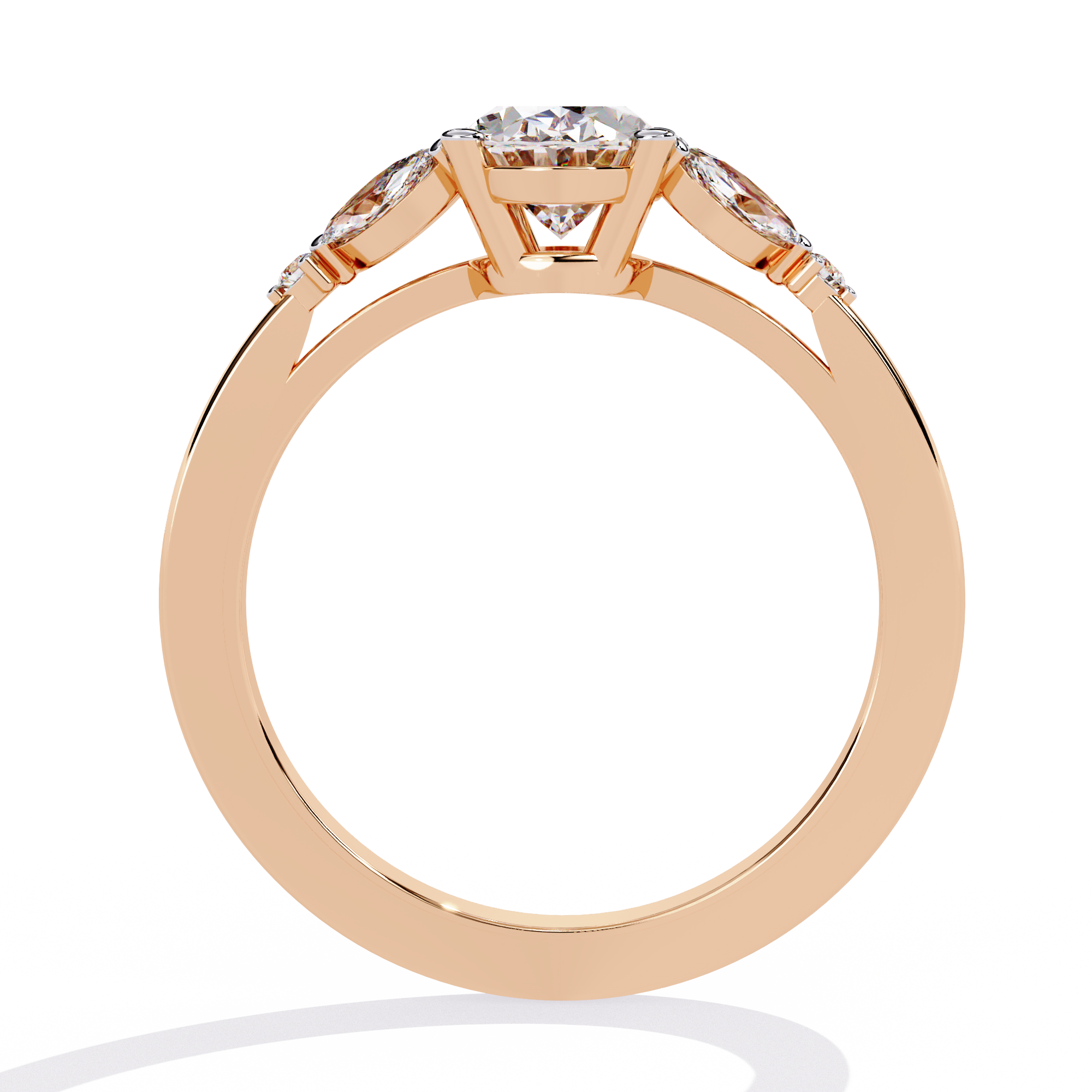 Solitairekart – 1.37 CT Oval Three-Stone Lab Diamond Ring | 14K Yellow Gold