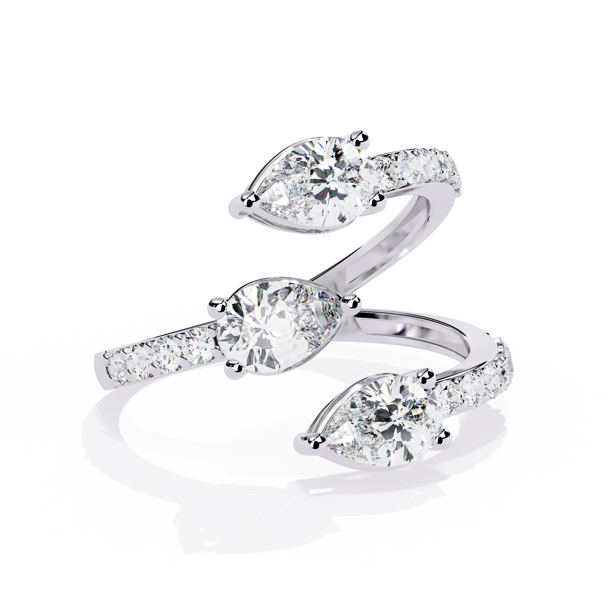 Solitairekart – 1.34 CT Lab Grown Triple Pear Diamond Ring | 14K Yellow Gold