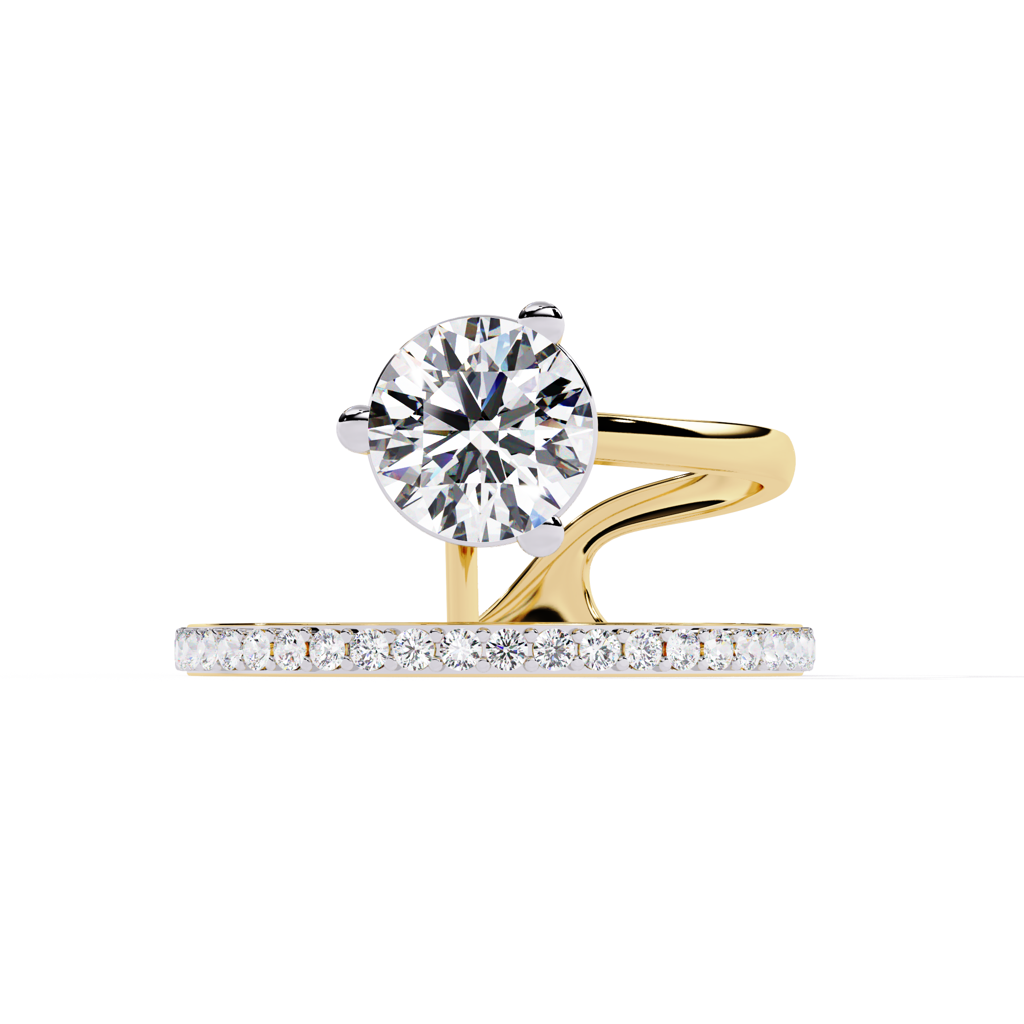 Solitairekart – 1.51ct Lab Grown Diamond Solitaire Bypass Ring in 14K Yellow Gold