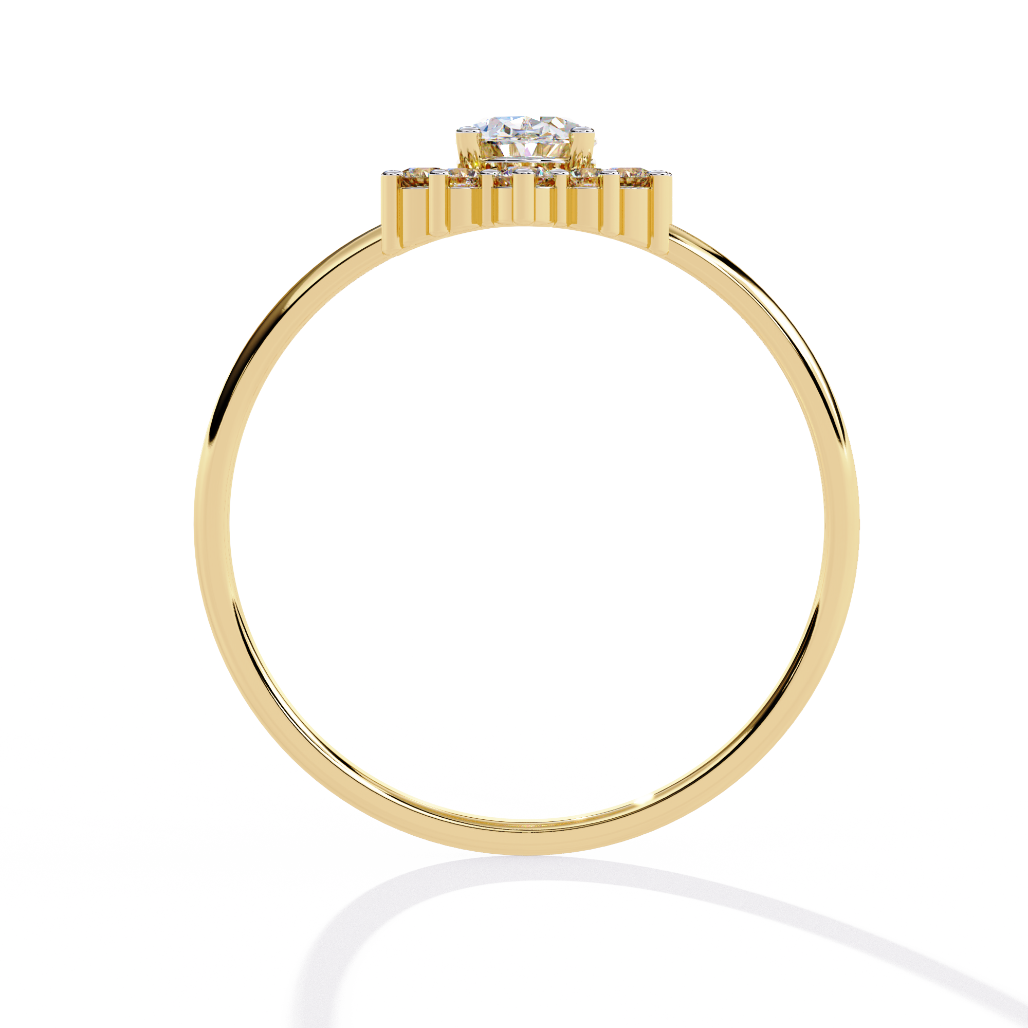 Solitairekart – 0.52 ct Floral Halo Ring Lab Grown Diamond Ring in 14K Yellow Gold