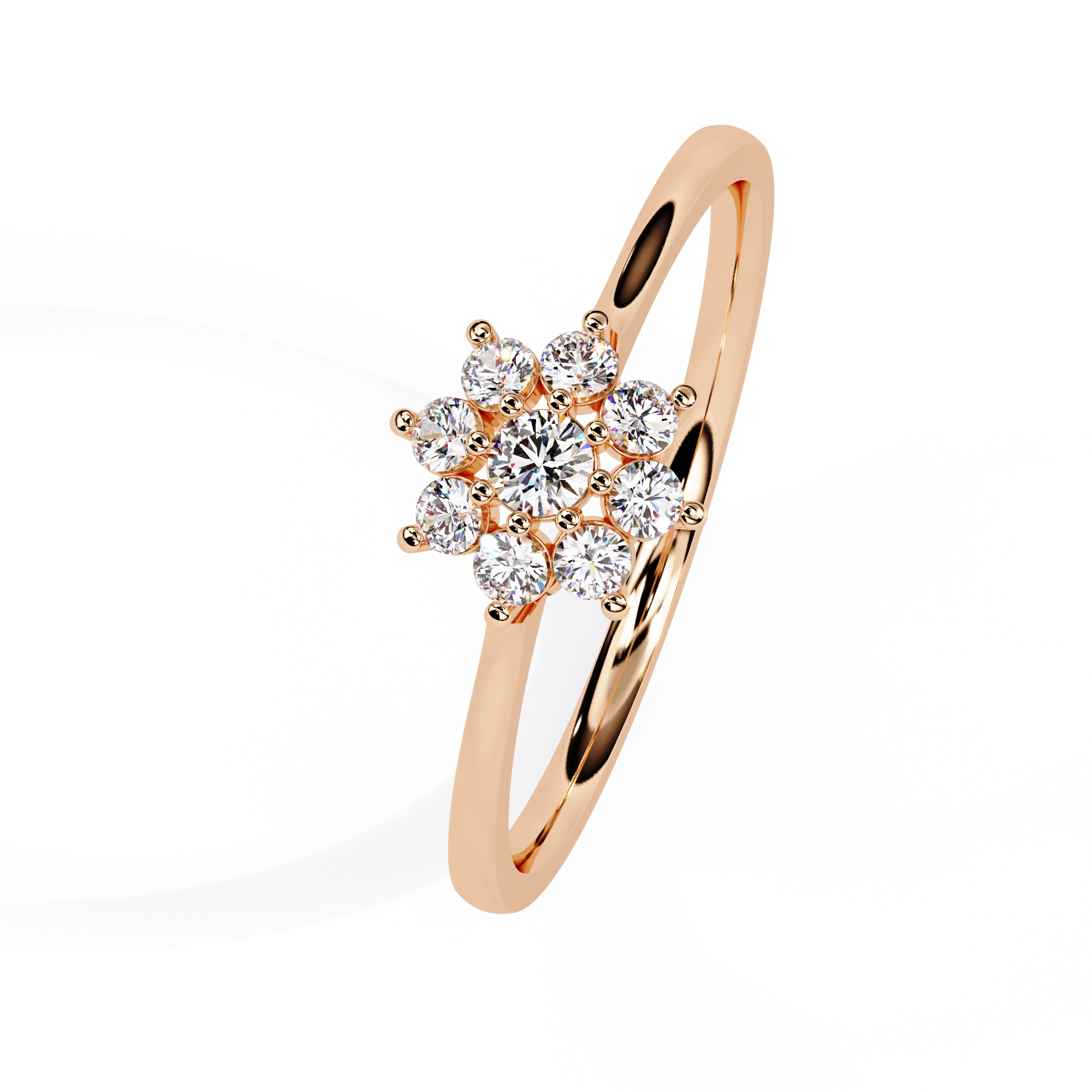 Solitairekart – 0.17 CT Lab Diamond Floral Cluster Ring | 14K Yellow Gold