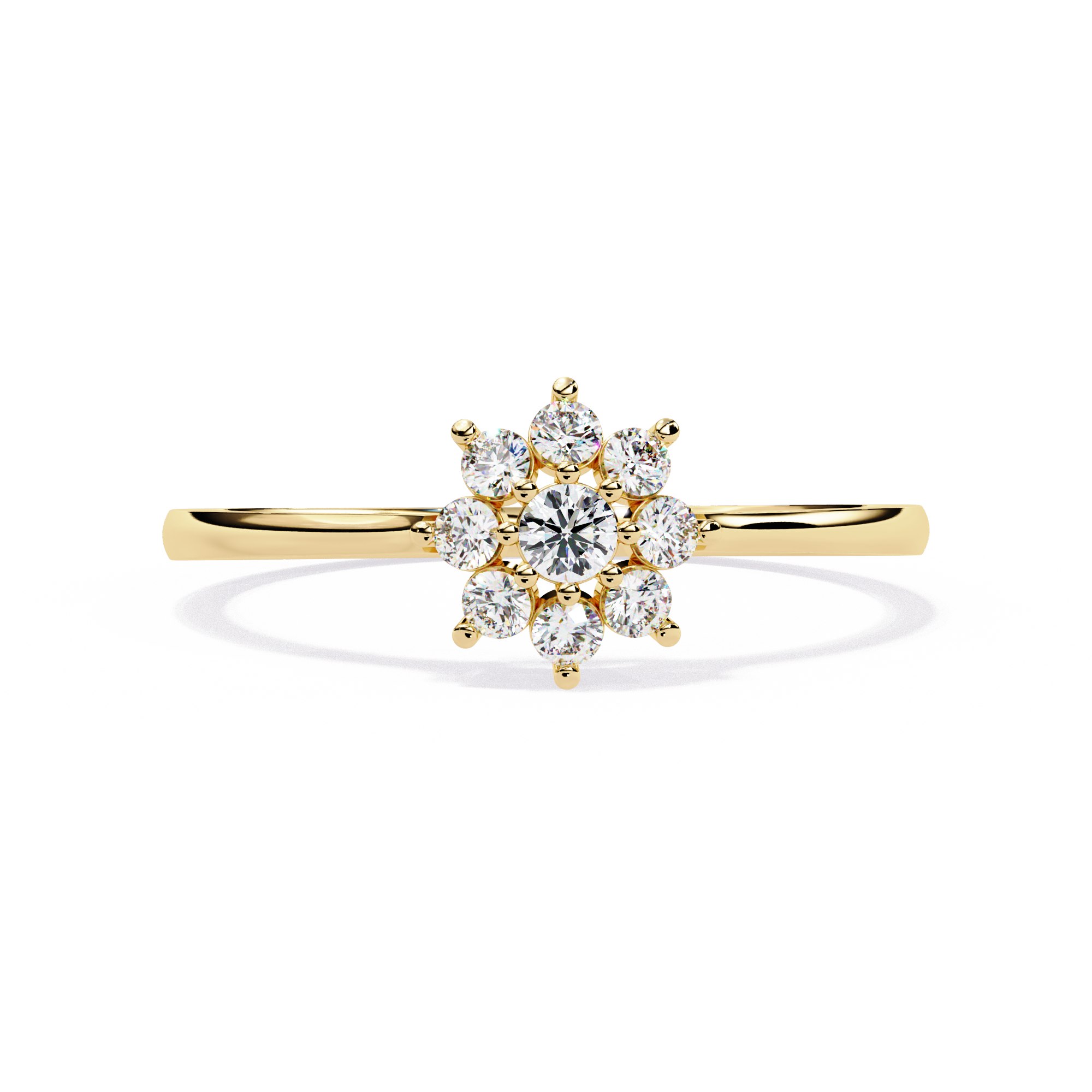 Solitairekart – 0.17 CT Lab Diamond Floral Cluster Ring | 14K Yellow Gold