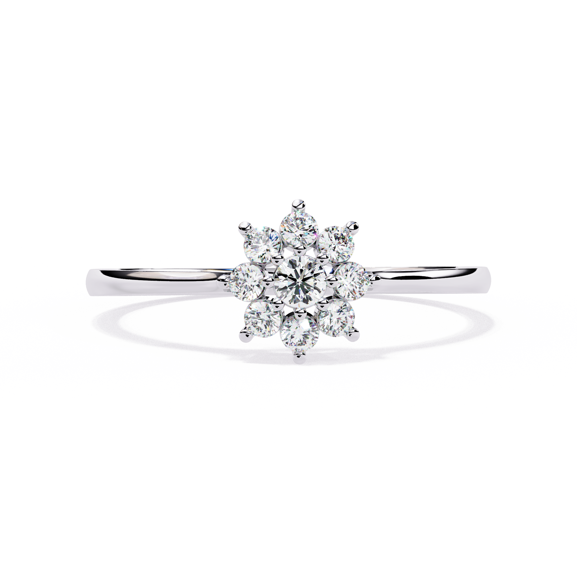 Solitairekart – 0.17 CT Lab Diamond Floral Cluster Ring | 14K Yellow Gold
