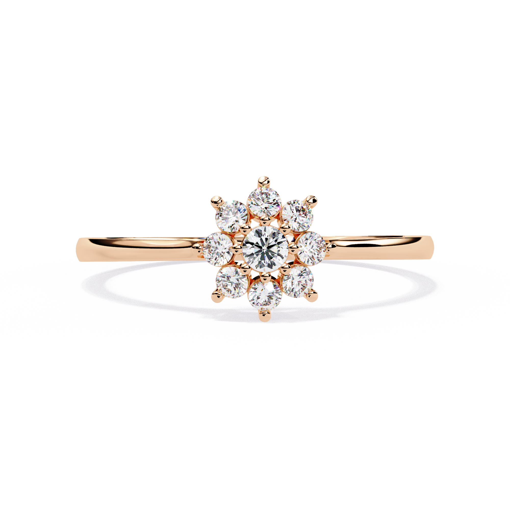Solitairekart – 0.17 CT Lab Diamond Floral Cluster Ring | 14K Yellow Gold