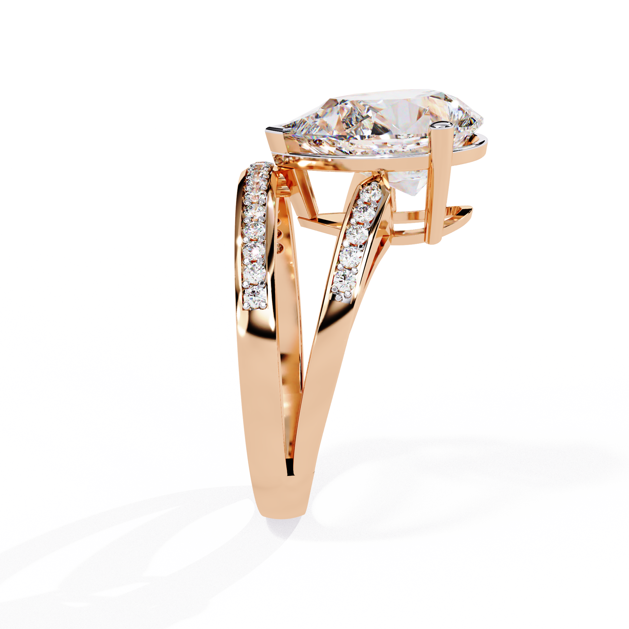 Solitairekart 5.78 ct Lab Grown Diamond Halo Pear Cut Ring in 14k Yellow Gold.