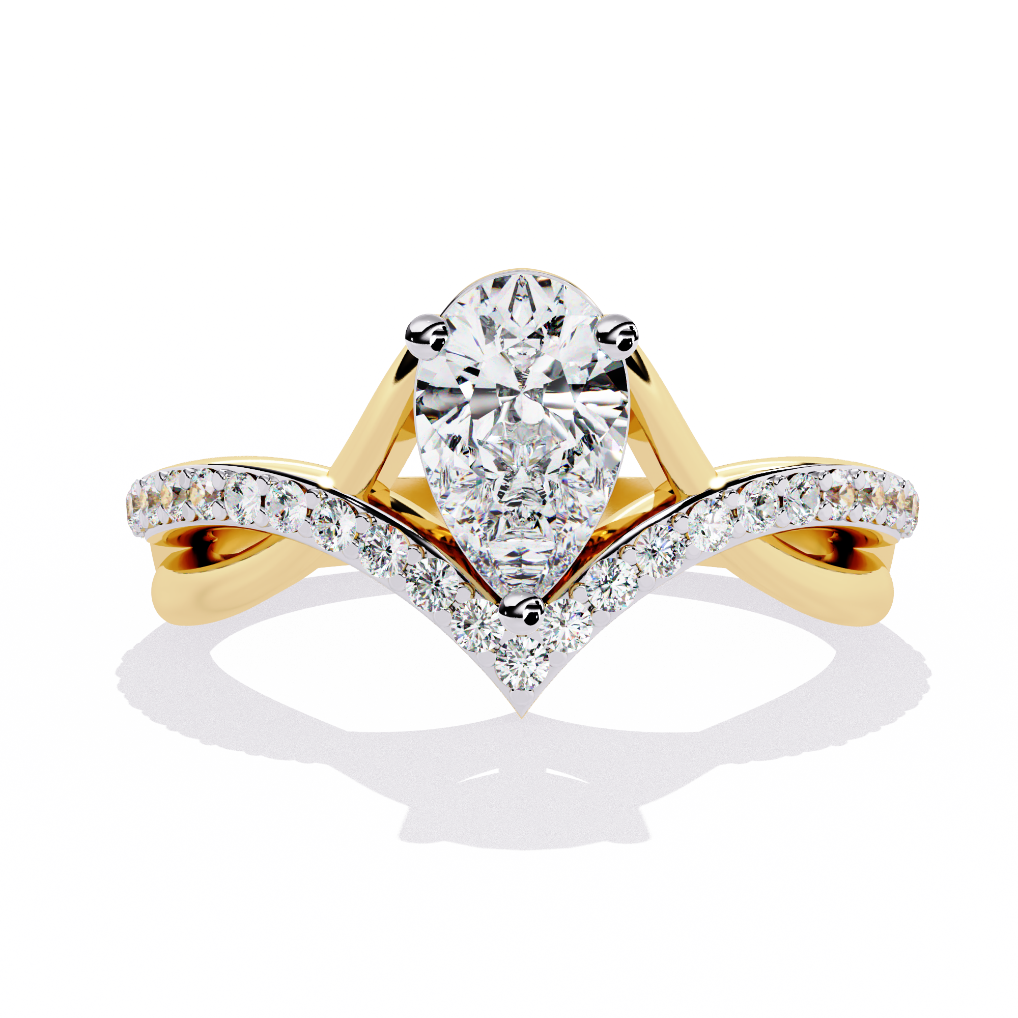 Solitairekart 0.94 ct Lab Grown Pear Diamond Solitaire Ring, 14k Yellow Gold