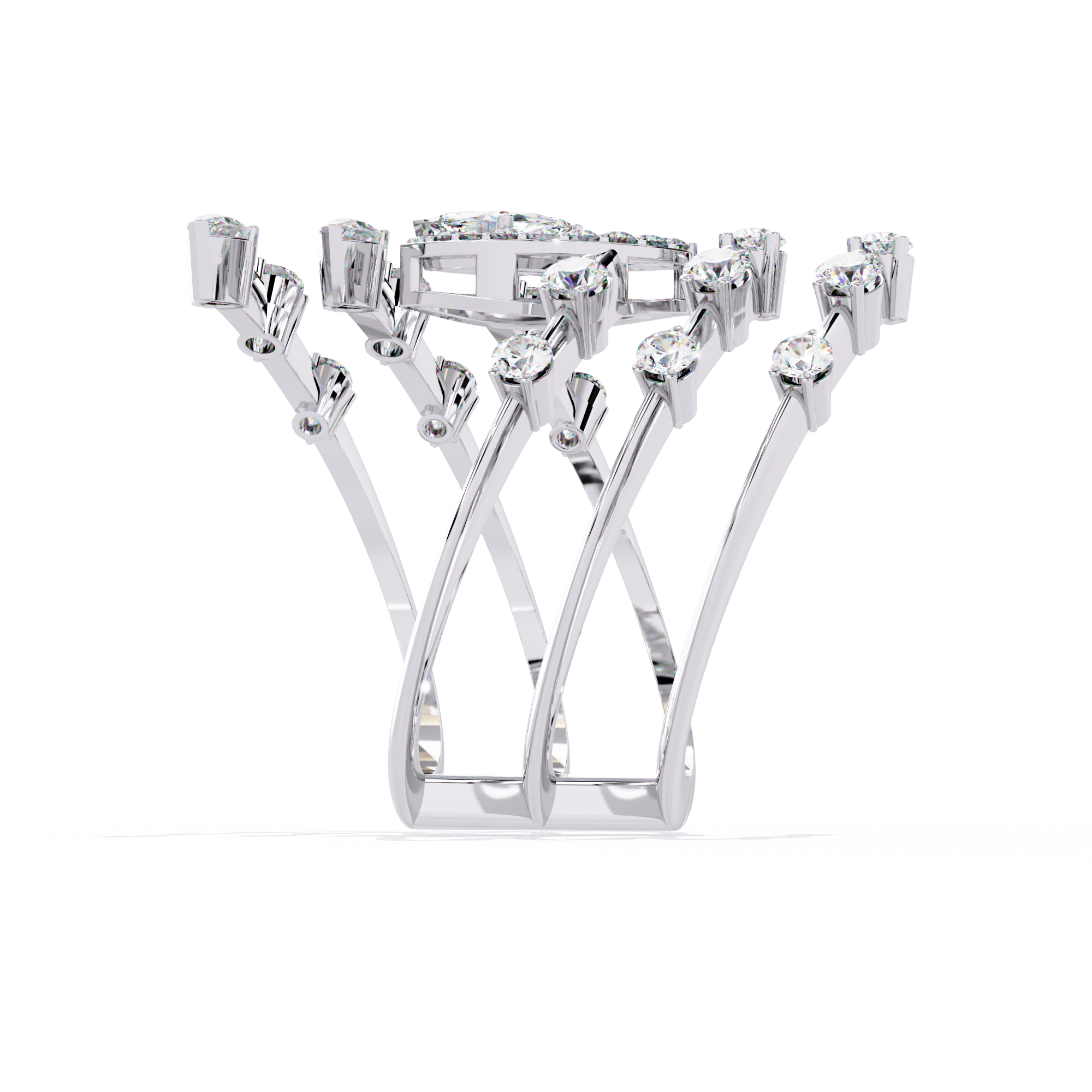 Solitairekart - 1.18 ct Lab Grown Diamond Cascade Ring in 14k Yellow Gold