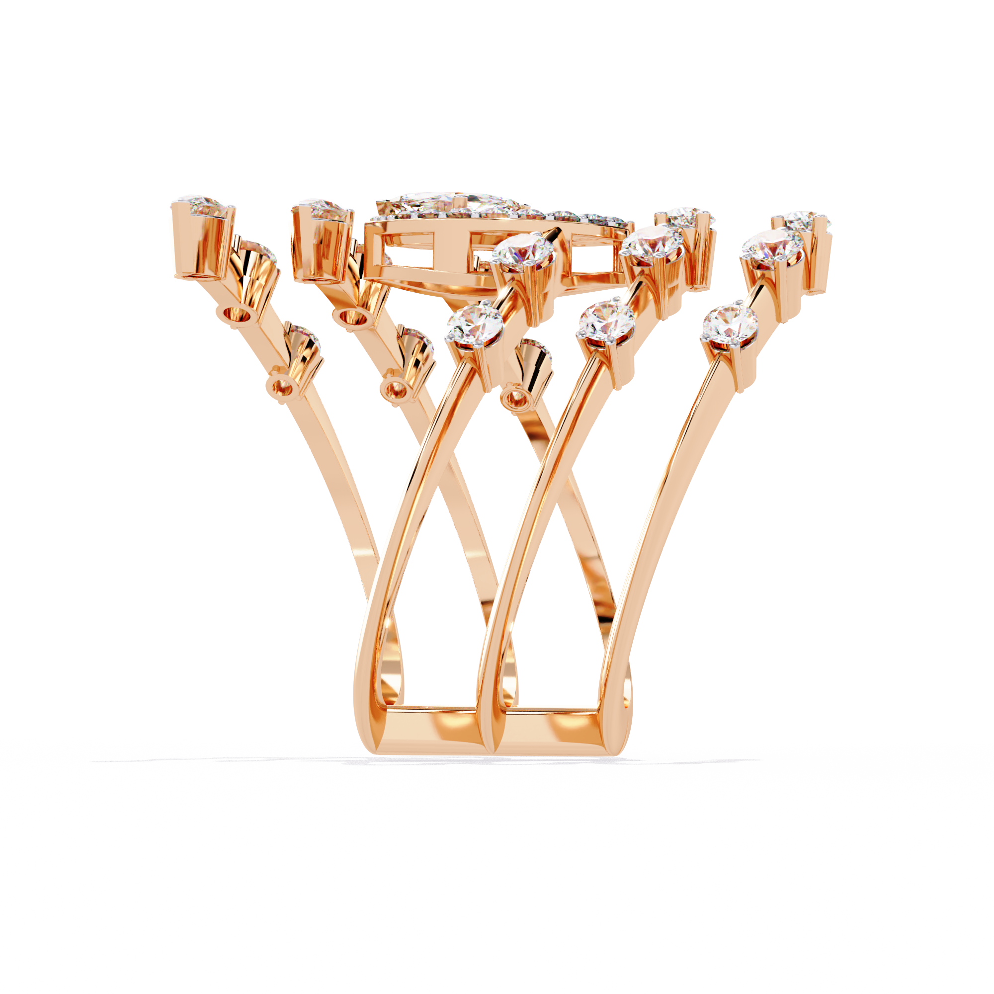 Solitairekart - 1.18 ct Lab Grown Diamond Cascade Ring in 14k Yellow Gold