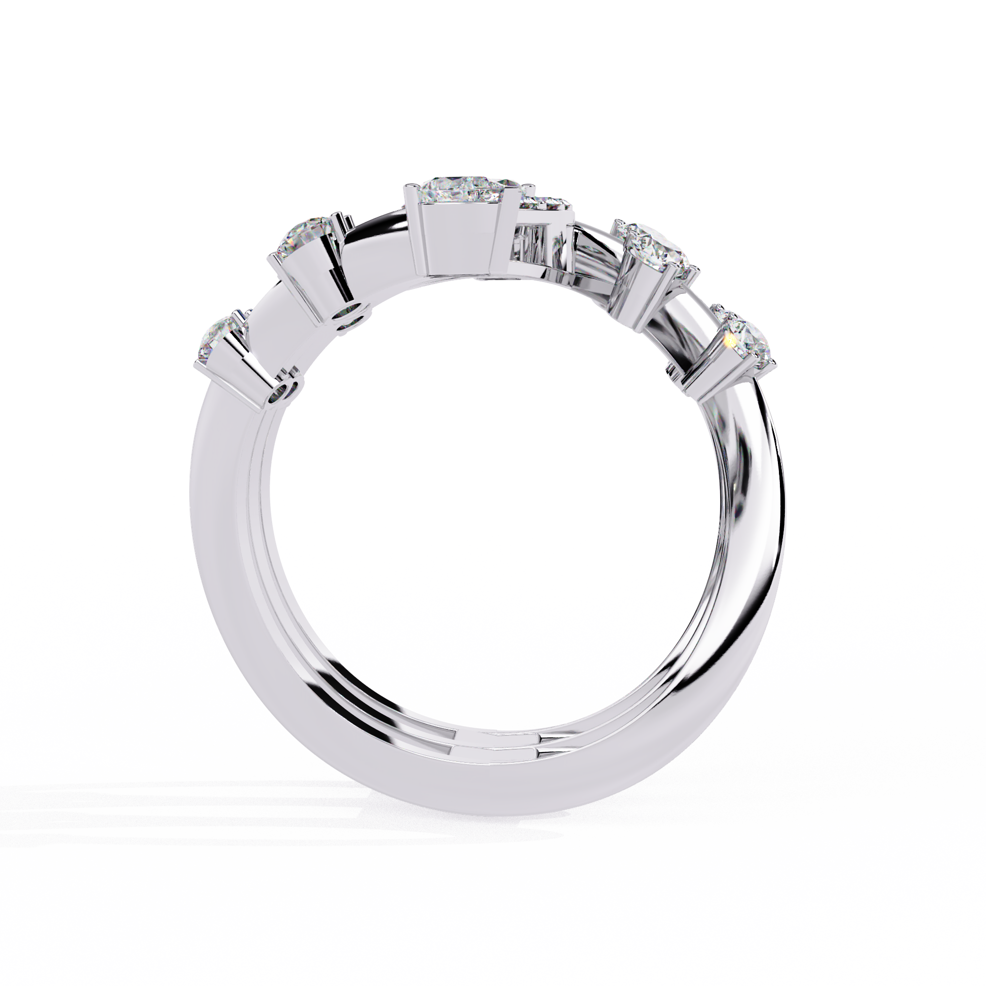 Solitairekart - 1.18 ct Lab Grown Diamond Cascade Ring in 14k Yellow Gold